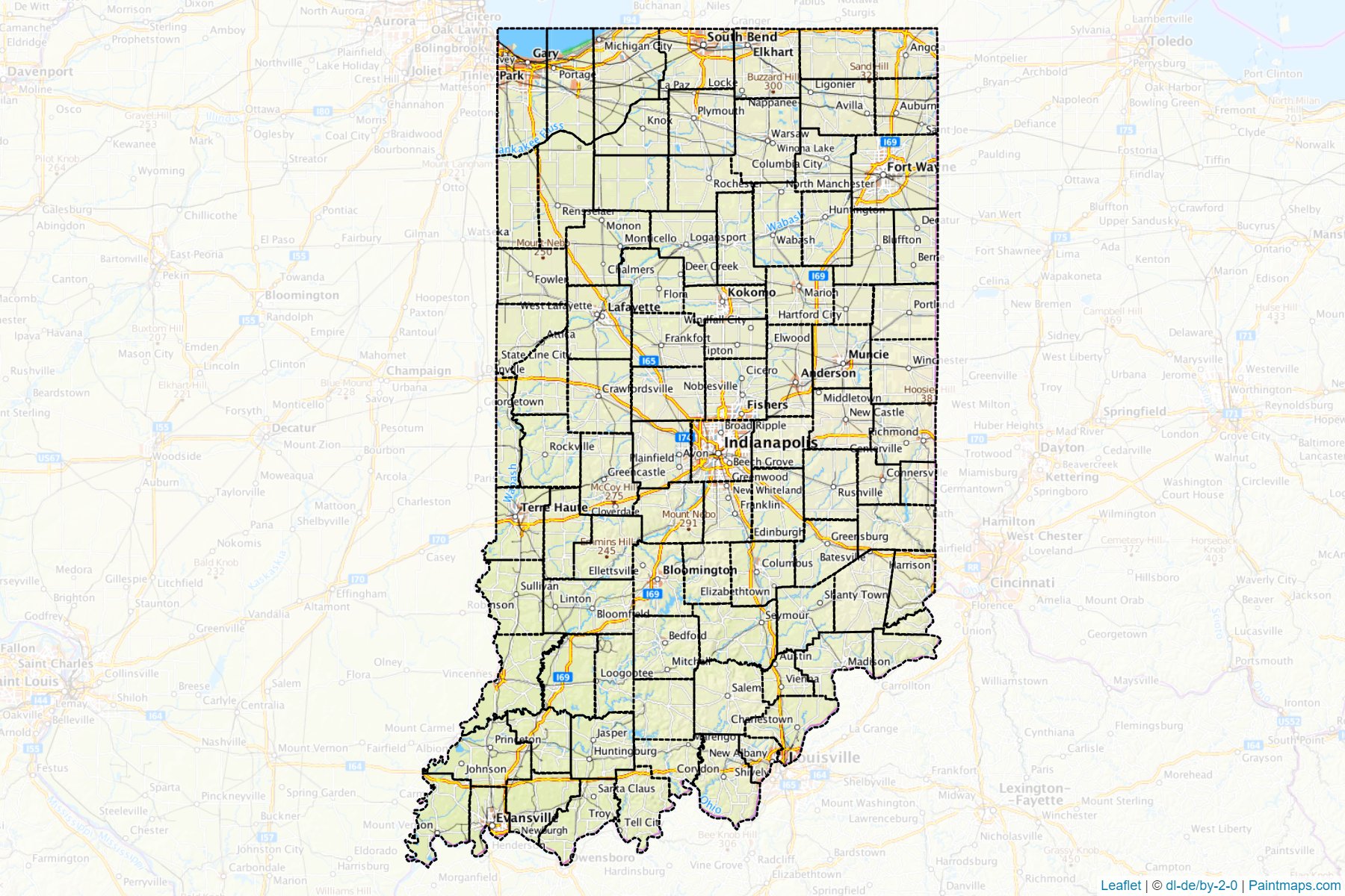 Indiana (United States) Map Cropping Samples-1