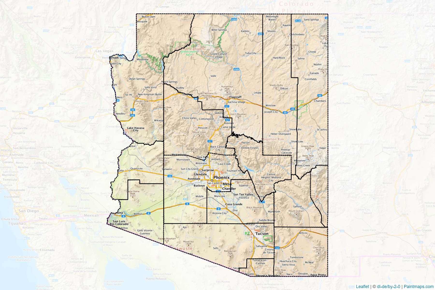 Arizona (United States) Map Cropping Samples-1