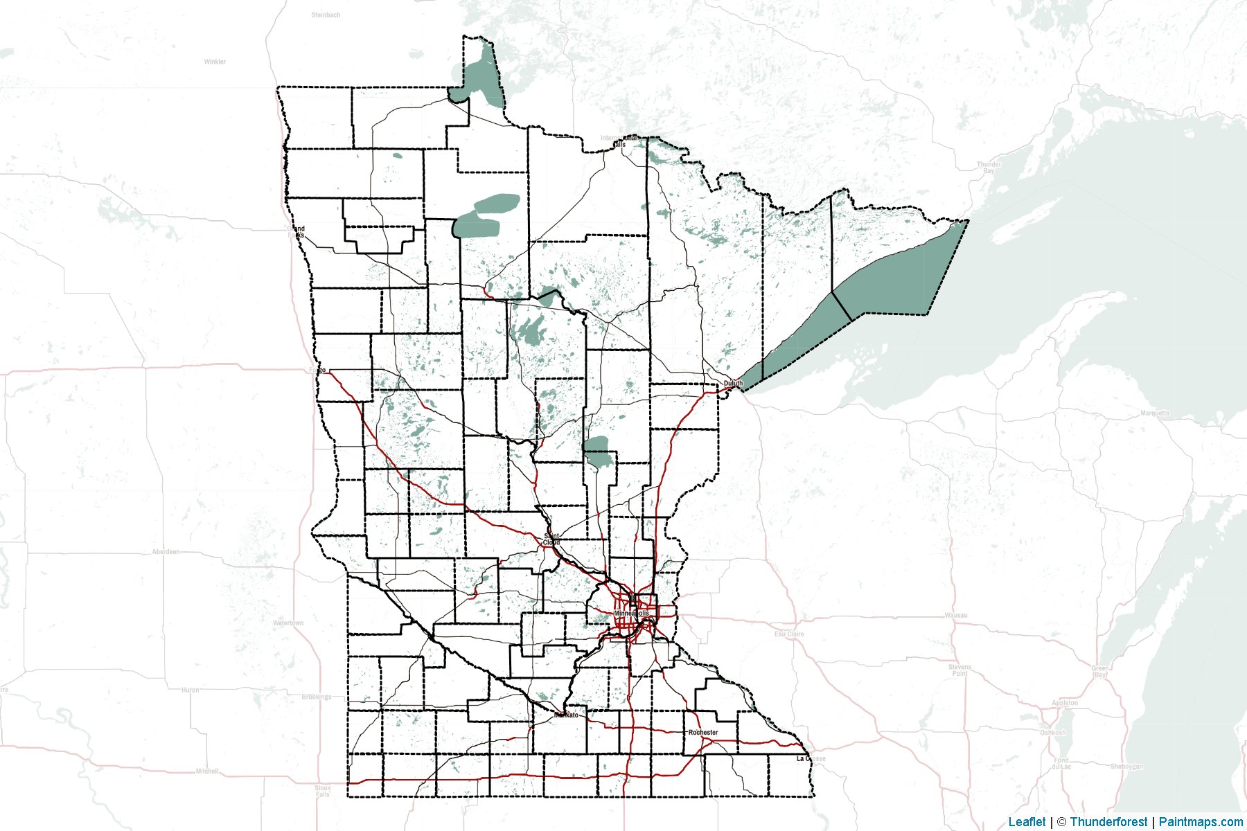 Muestras de recorte de mapas Minnesota (Estados Unidos de America)-2