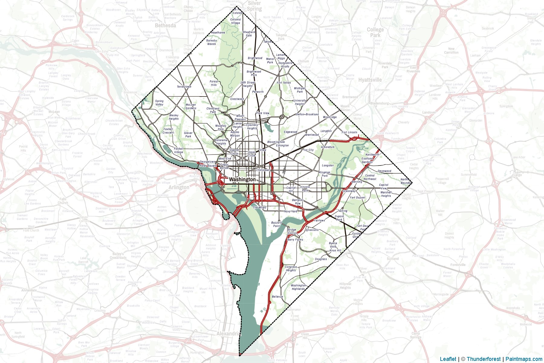 Muestras de recorte de mapas District of Columbia (Estados Unidos de America)-2