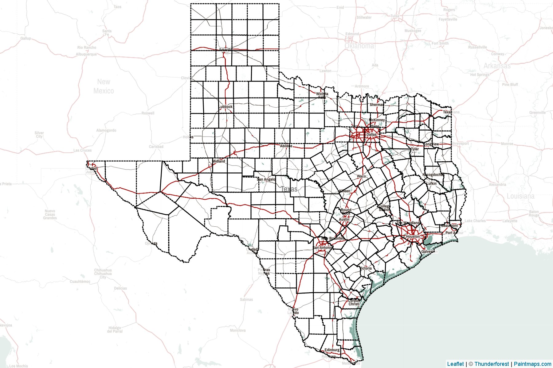 Muestras de recorte de mapas Texas (Estados Unidos de America)-2