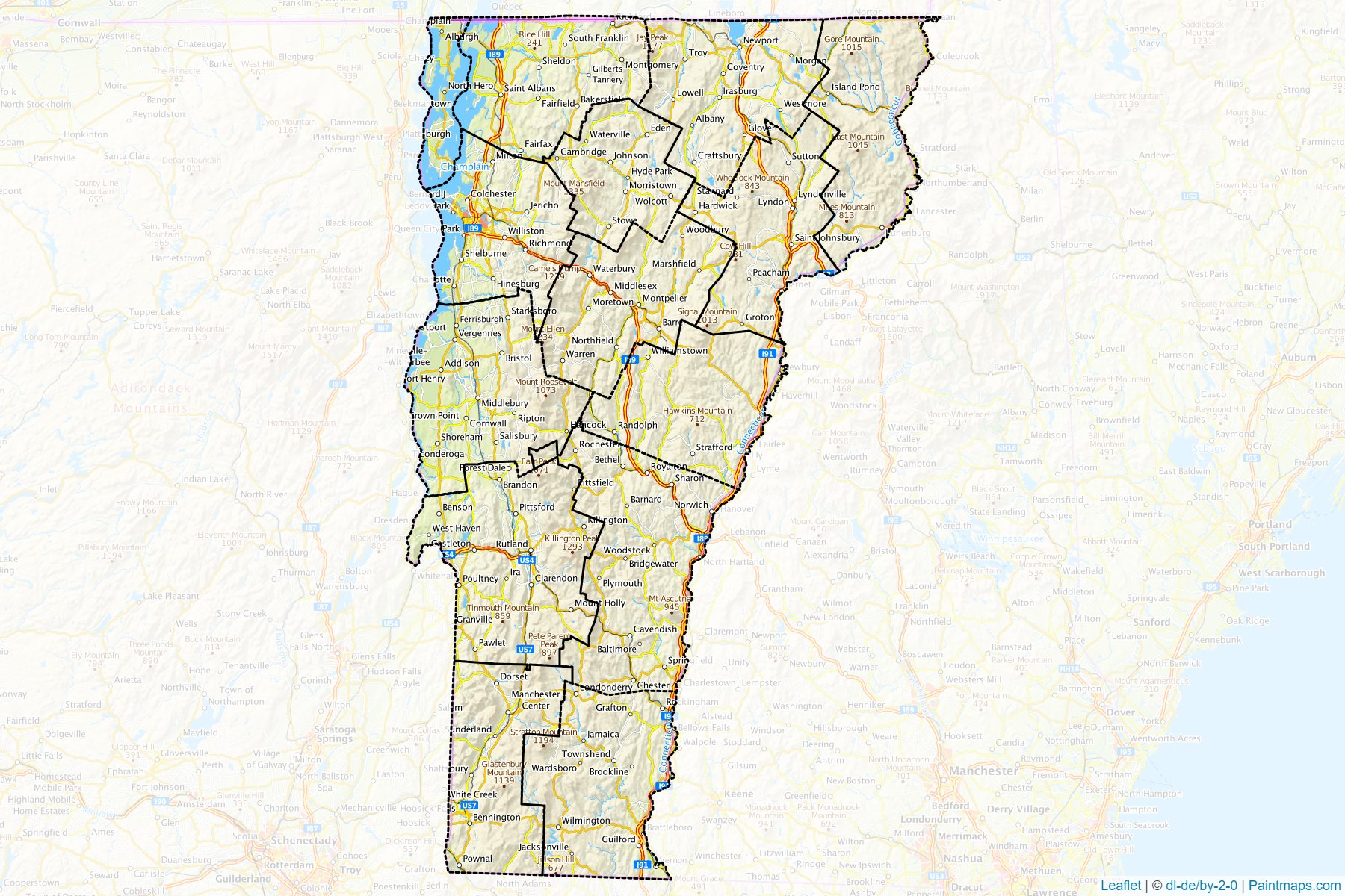 Vermont (Amerika Birleşik Devletleri) Haritası Örnekleri-1