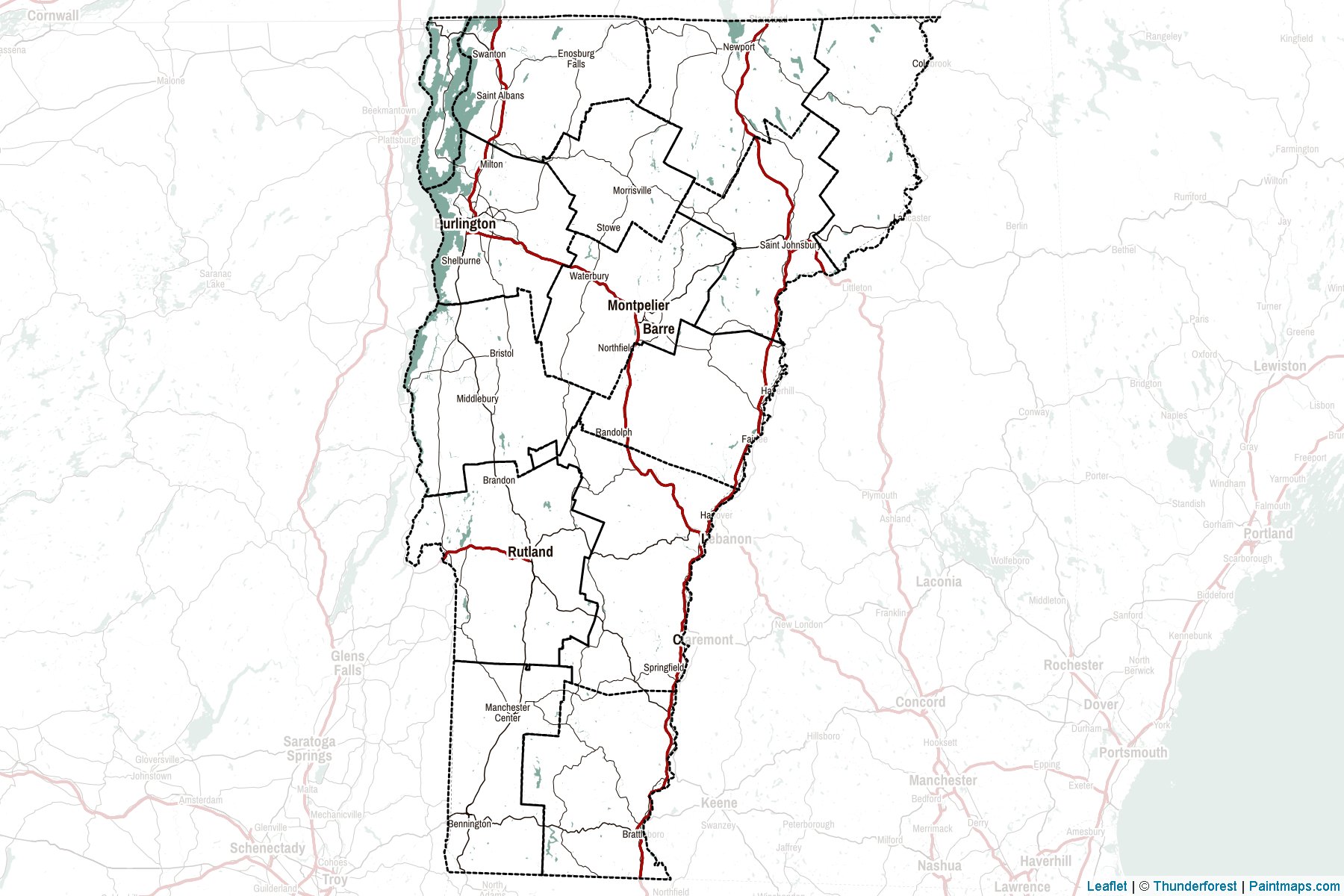 Vermont (Amerika Birleşik Devletleri) Haritası Örnekleri-2