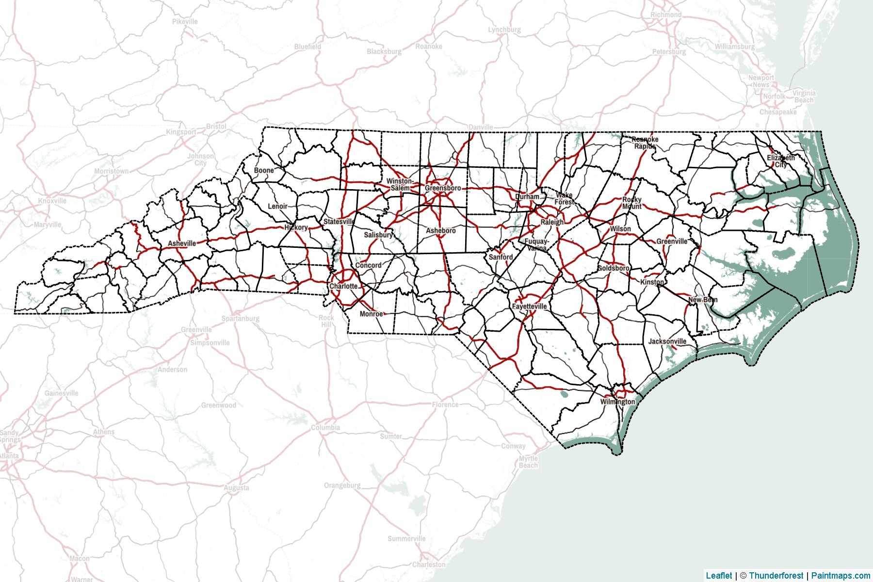 North Carolina (United States) Map Cropping Samples-2