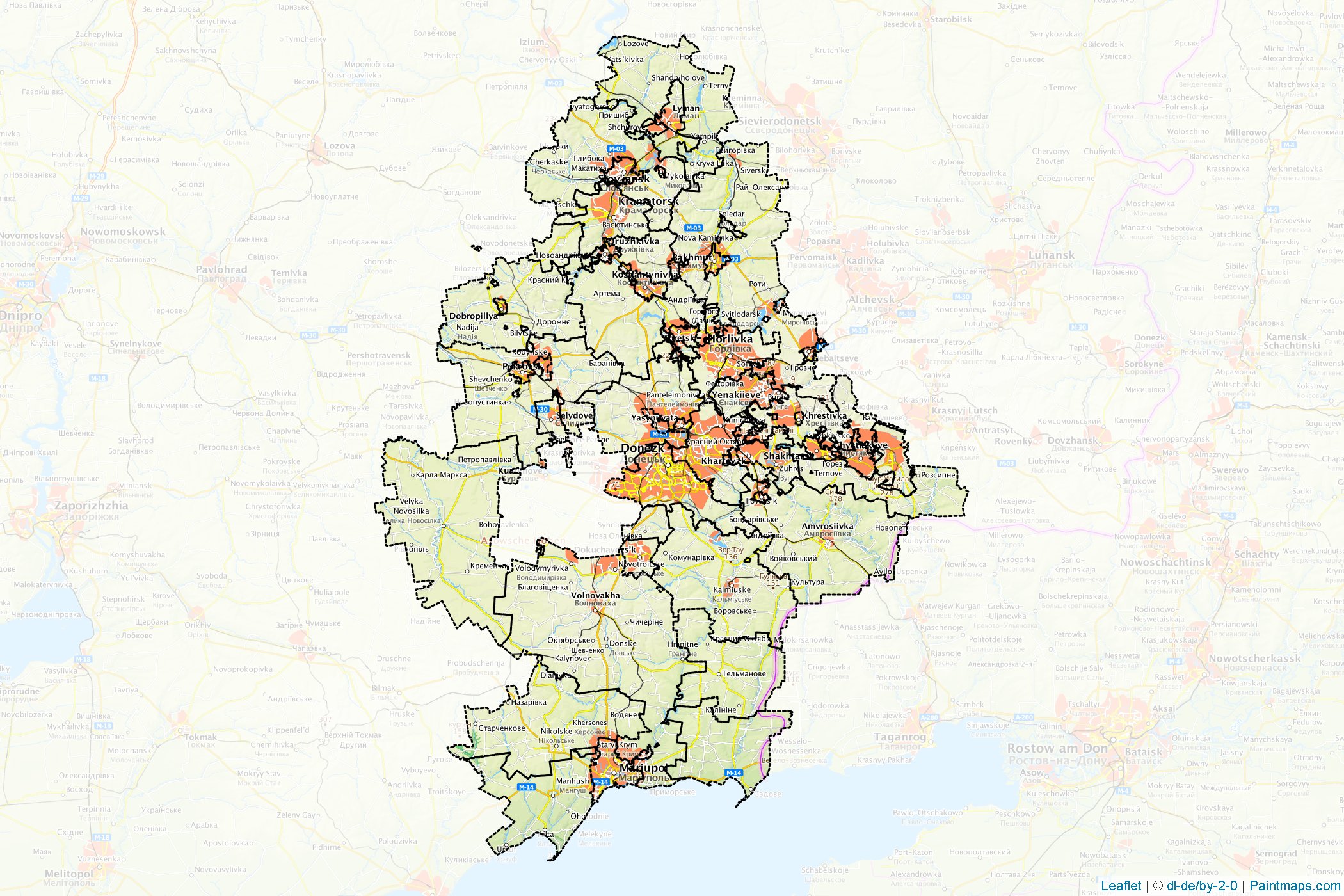 Muestras de recorte de mapas Donetsk (Ucrania)-1