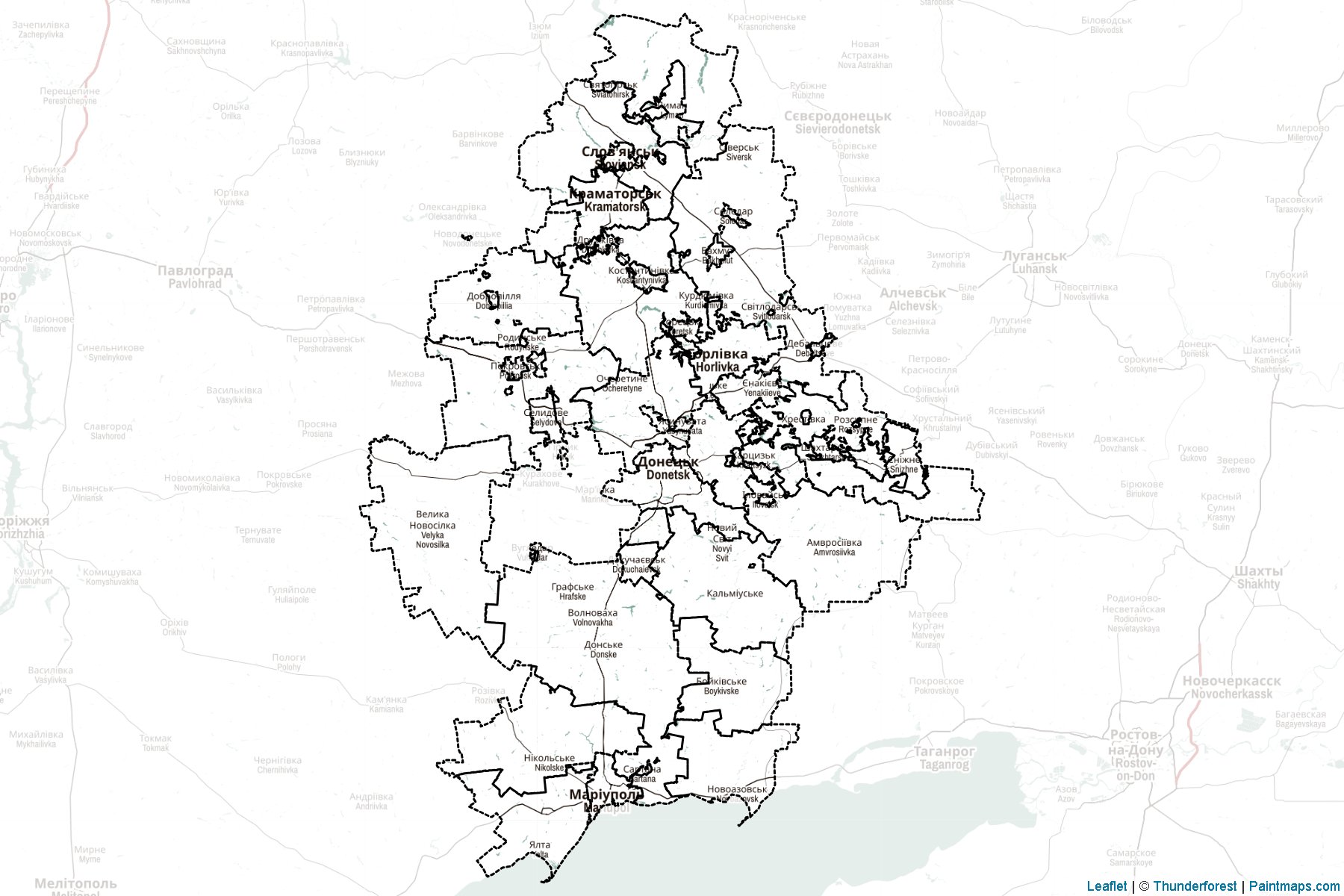 Muestras de recorte de mapas Donetsk (Ucrania)-2