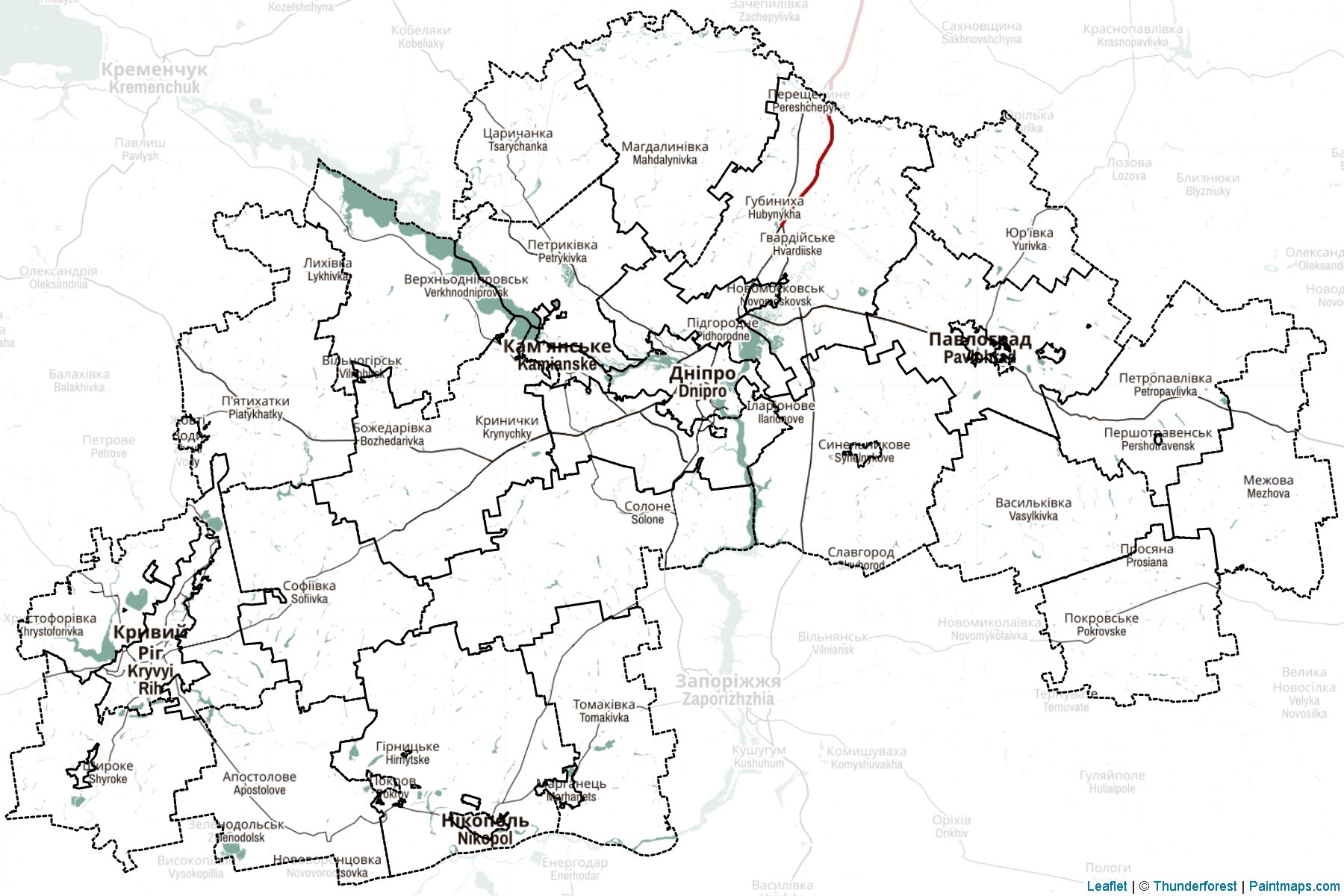 Muestras de recorte de mapas Dnipropetrovs'k (Ucrania)-2