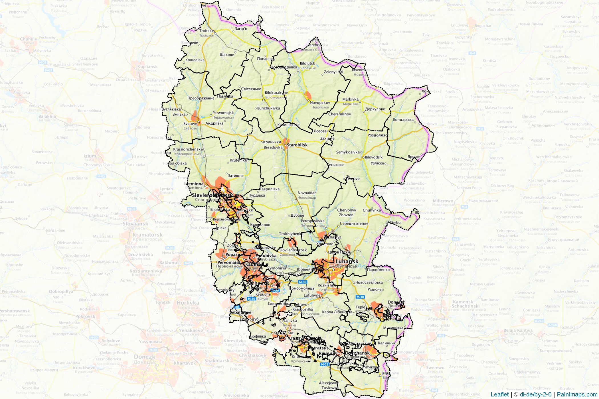 Luhansk (Ukraine) Map Cropping Samples-1