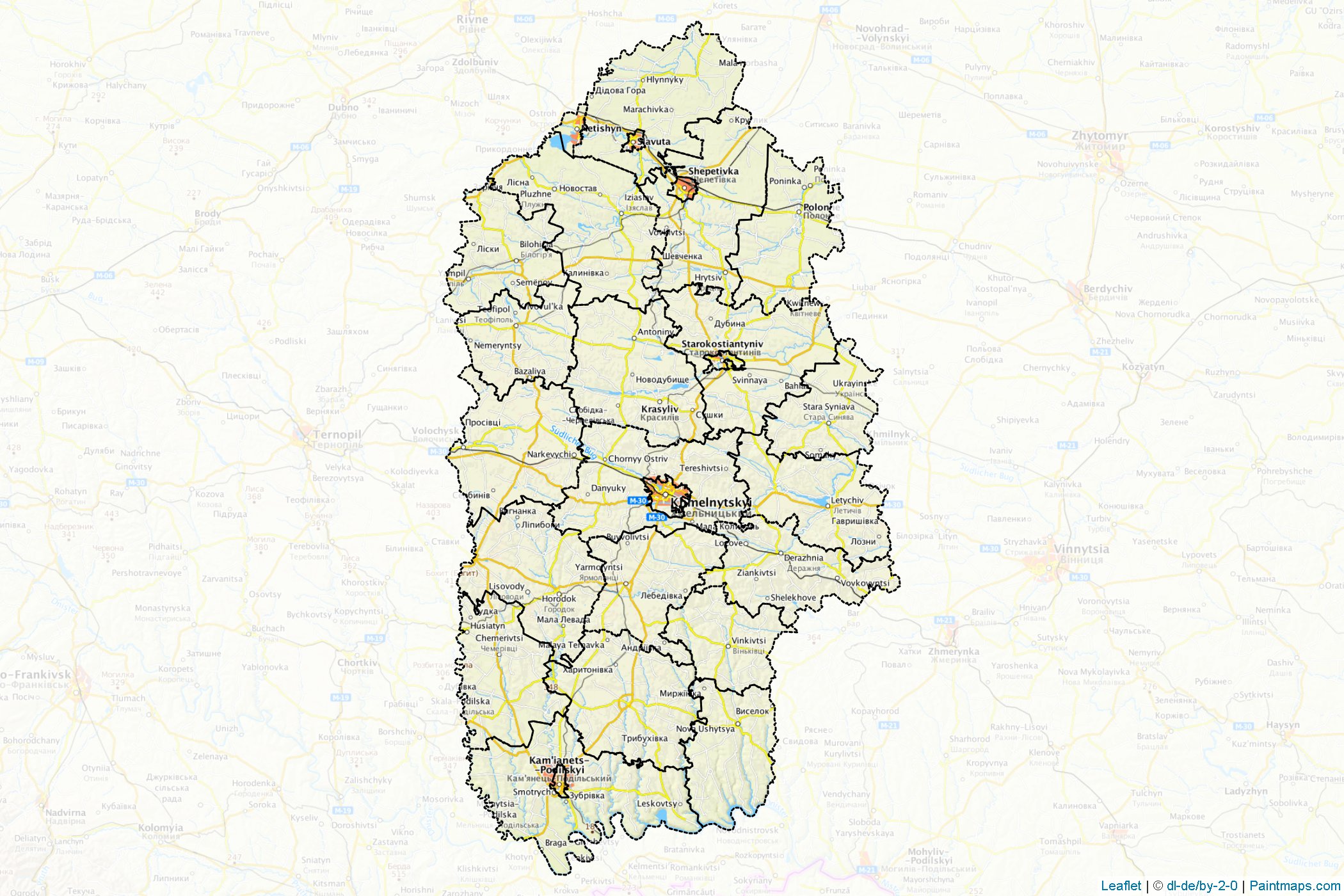 Muestras de recorte de mapas Khmelnytskyi (Ucrania)-1