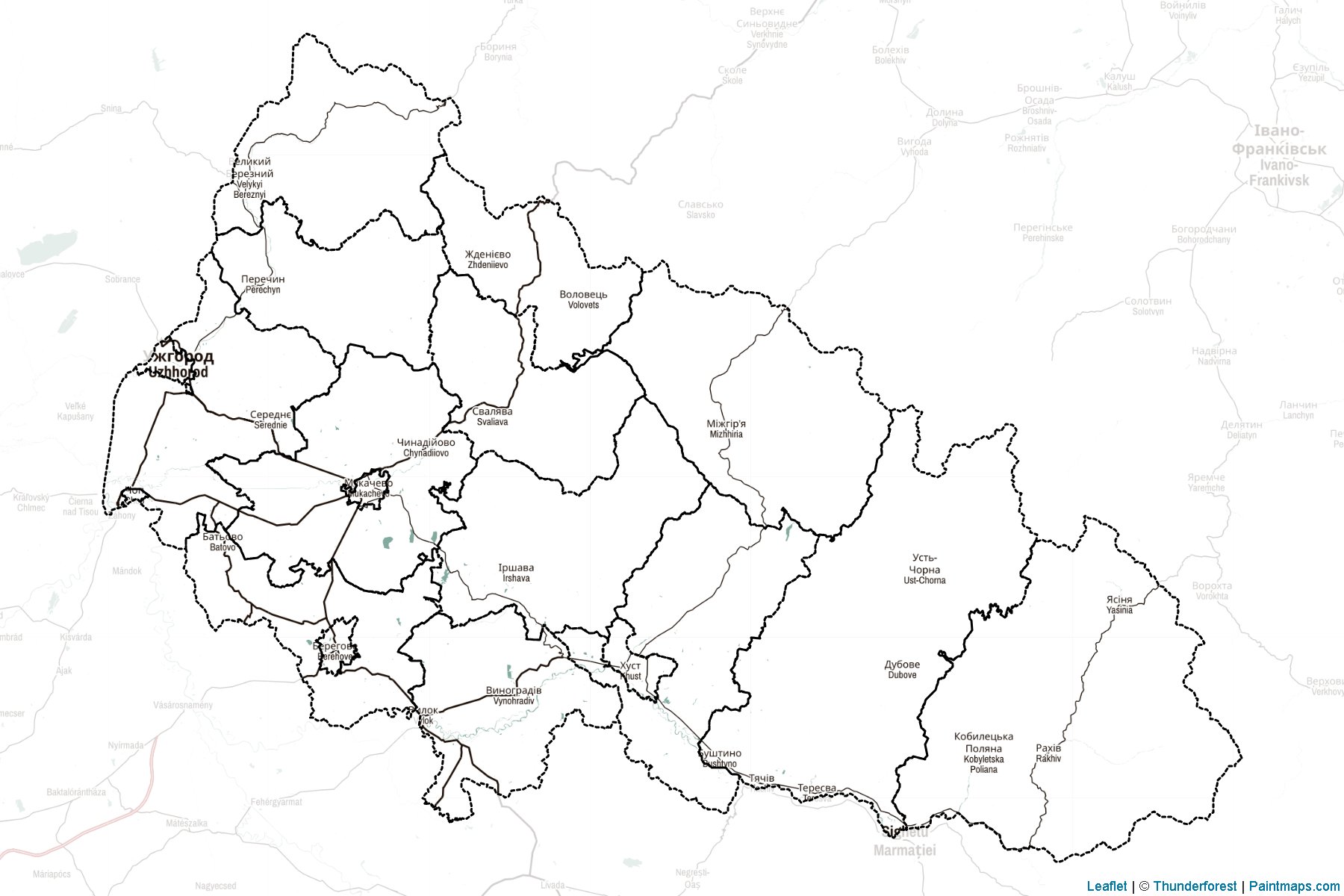 Muestras de recorte de mapas Zakarpattia (Ucrania)-2