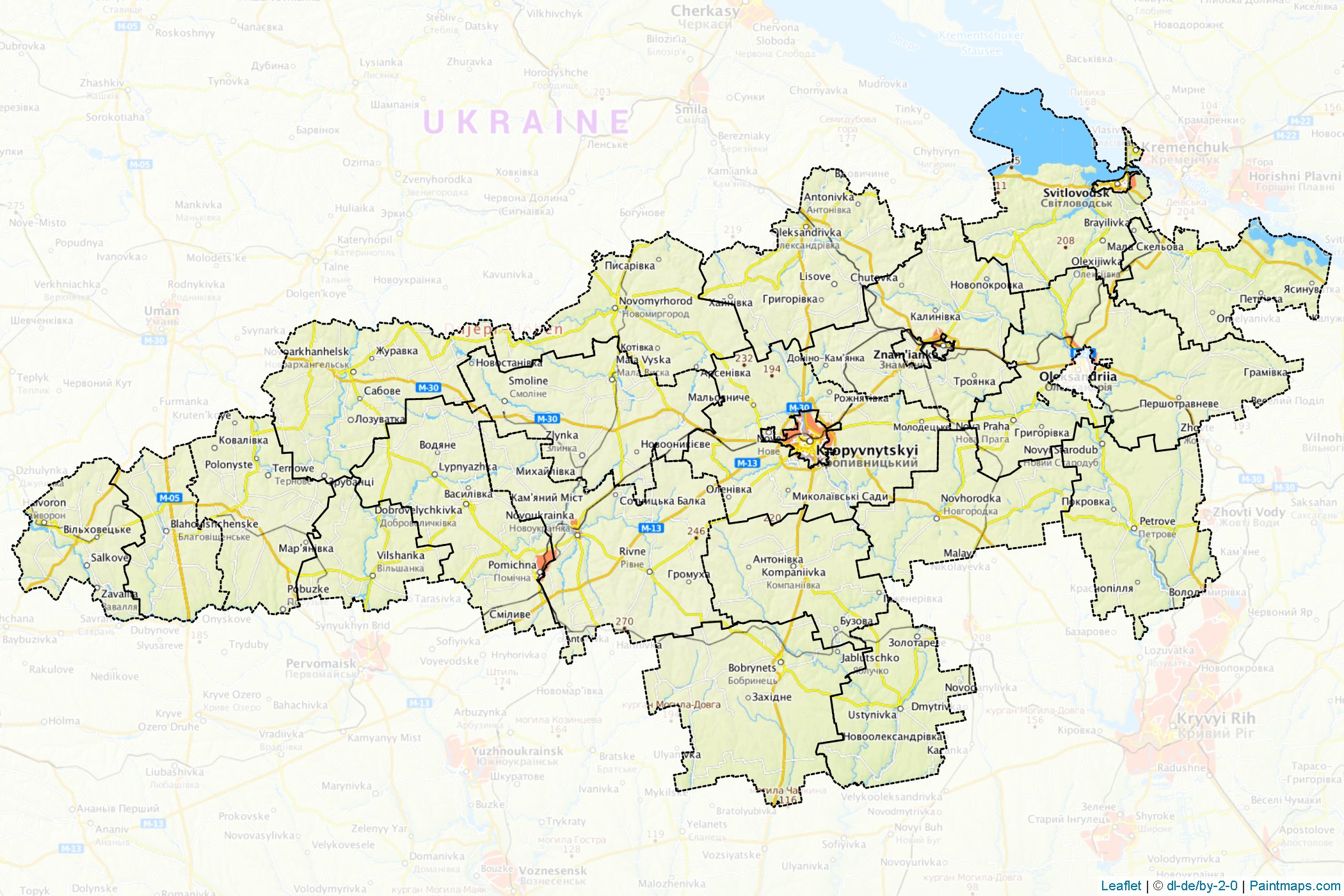 Muestras de recorte de mapas Kirovohrad (Ucrania)-1