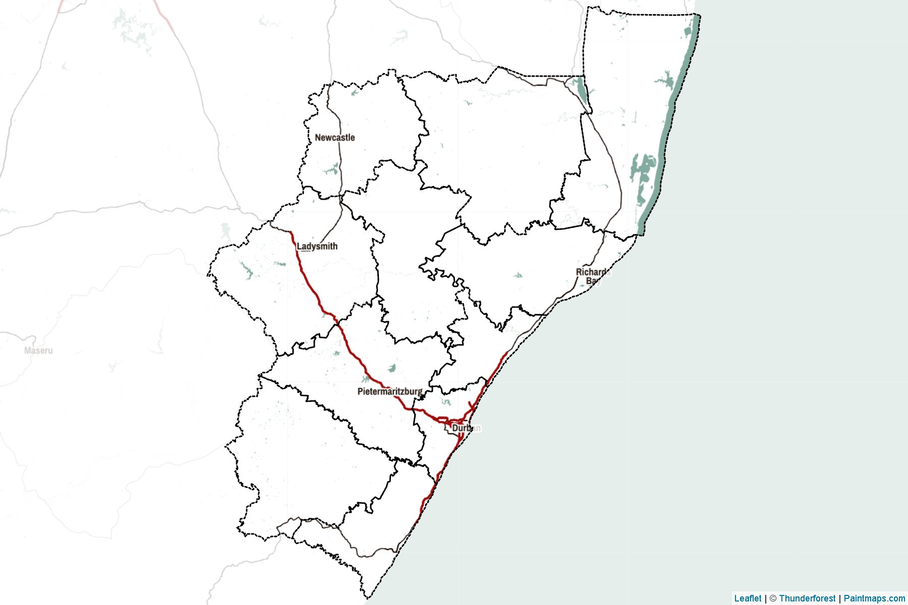 Muestras de recorte de mapas Kwazulu-Natal (Sudáfrica)-2