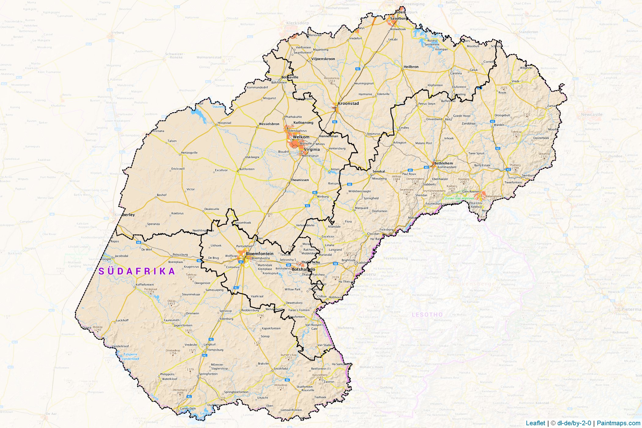 Free State (South Africa) Map Cropping Samples-1