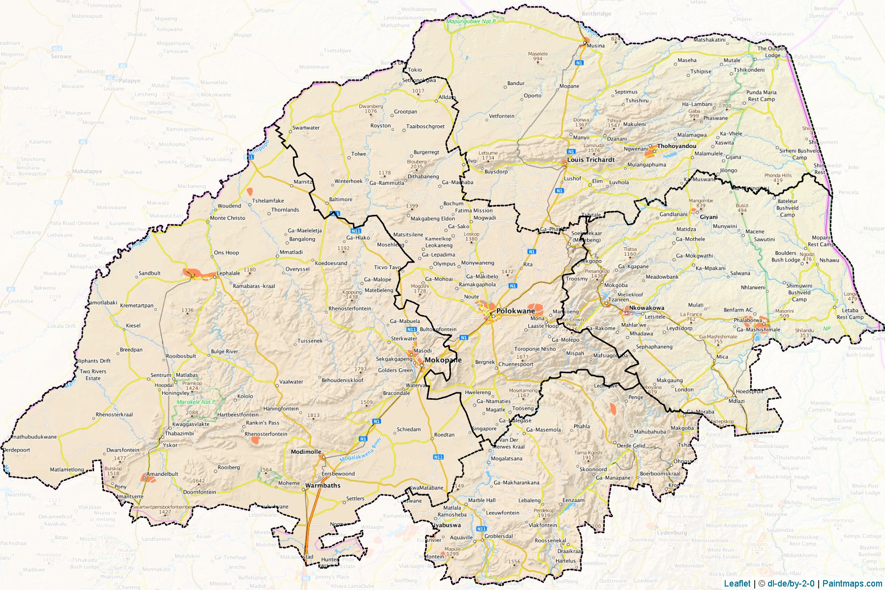 Limpopo (Güney Afrika Cumhuriyeti) Haritası Örnekleri-1