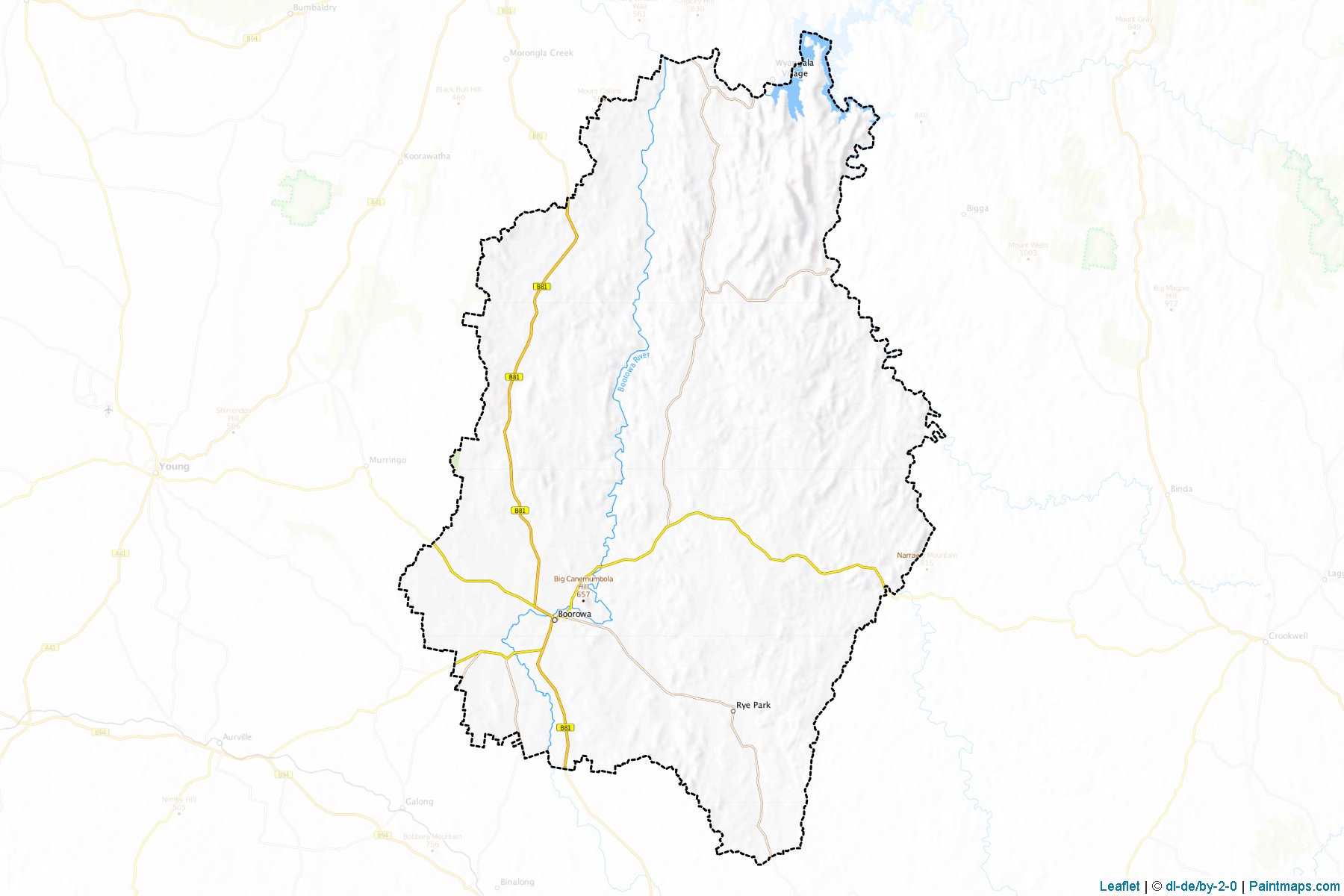 Muestras de recorte de mapas Boorowa (New South Wales)-1