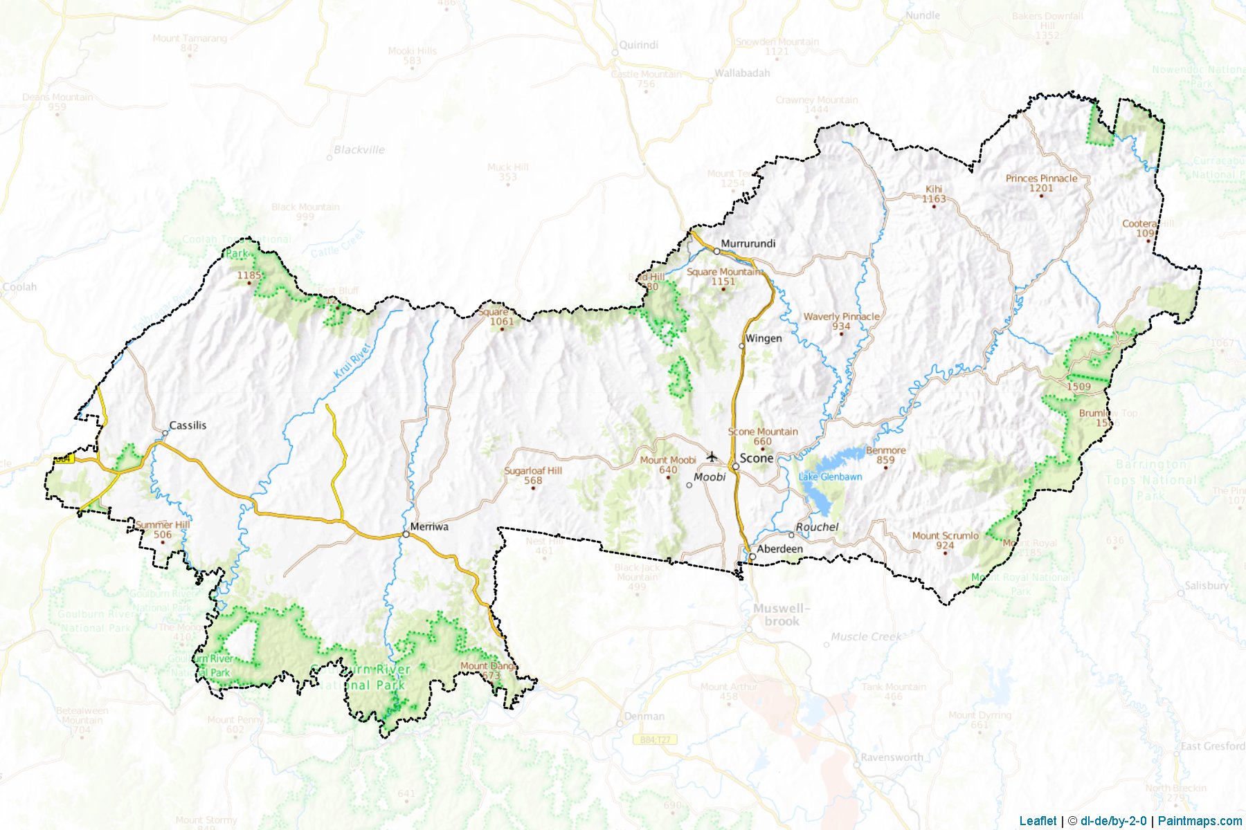 Muestras de recorte de mapas Upper Hunter Shire (New South Wales)-1