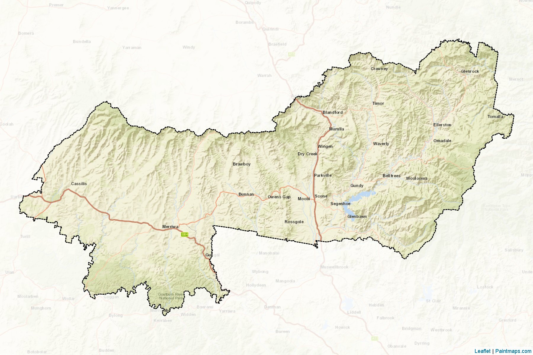 Muestras de recorte de mapas Upper Hunter Shire (New South Wales)-2