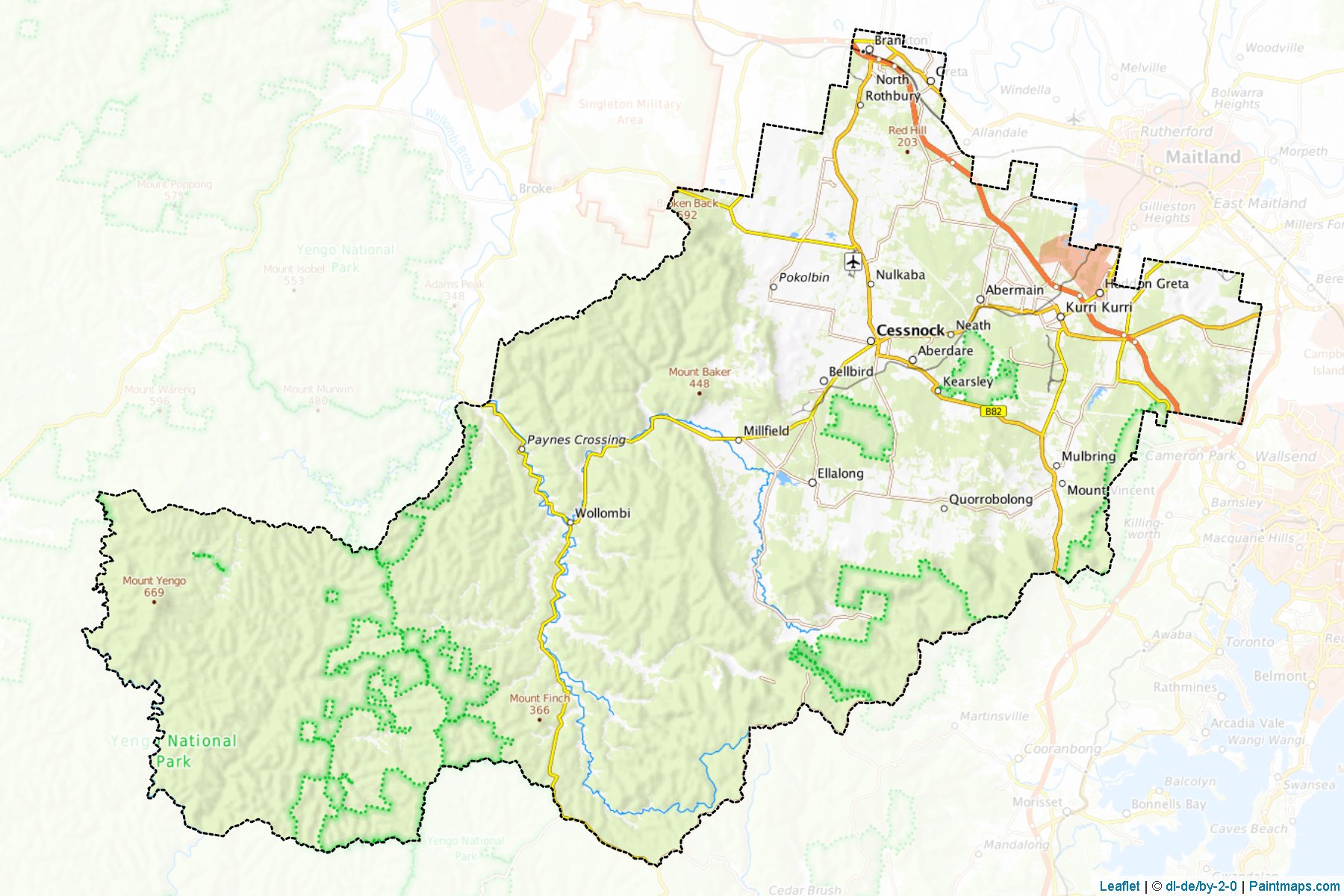 Muestras de recorte de mapas Cessnock (New South Wales)-1