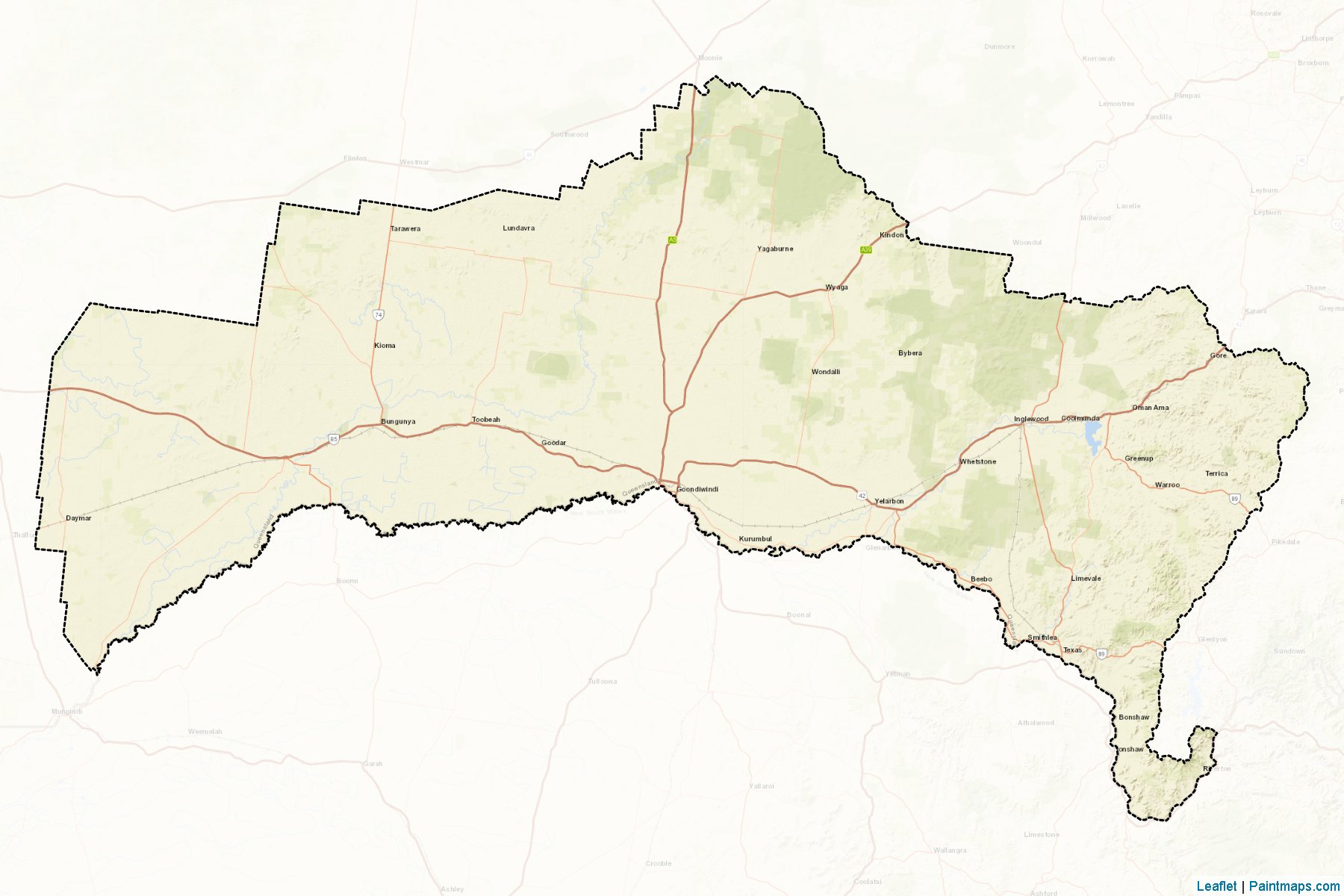 Muestras de recorte de mapas Goondiwindi (Queensland)-2