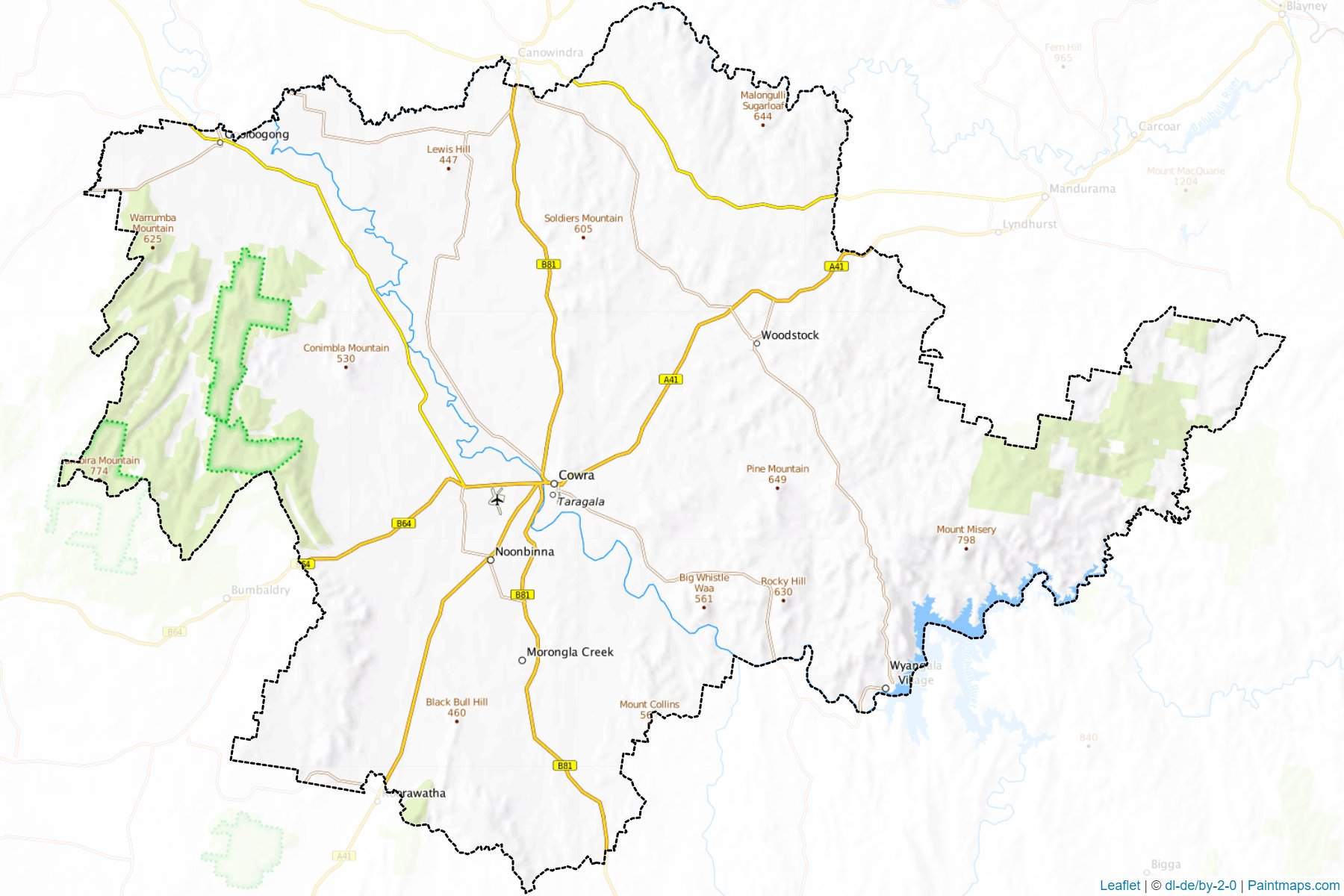 Muestras de recorte de mapas Cowra (New South Wales)-1