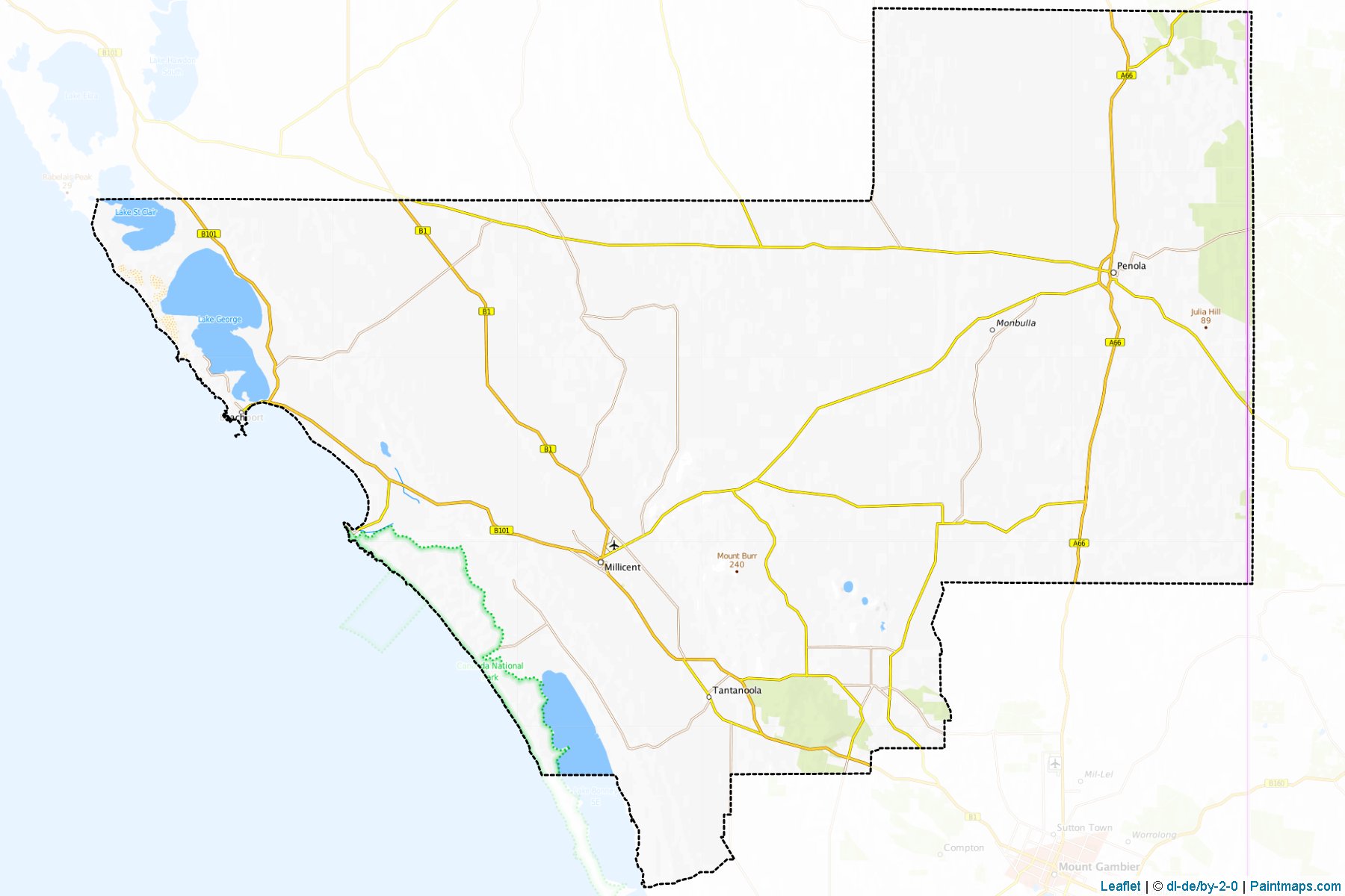 Muestras de recorte de mapas Wattle Range (South Australia)-1