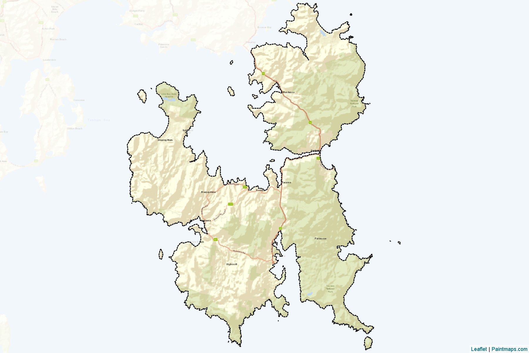 Tasman (Tasmanya) Haritası Örnekleri-2