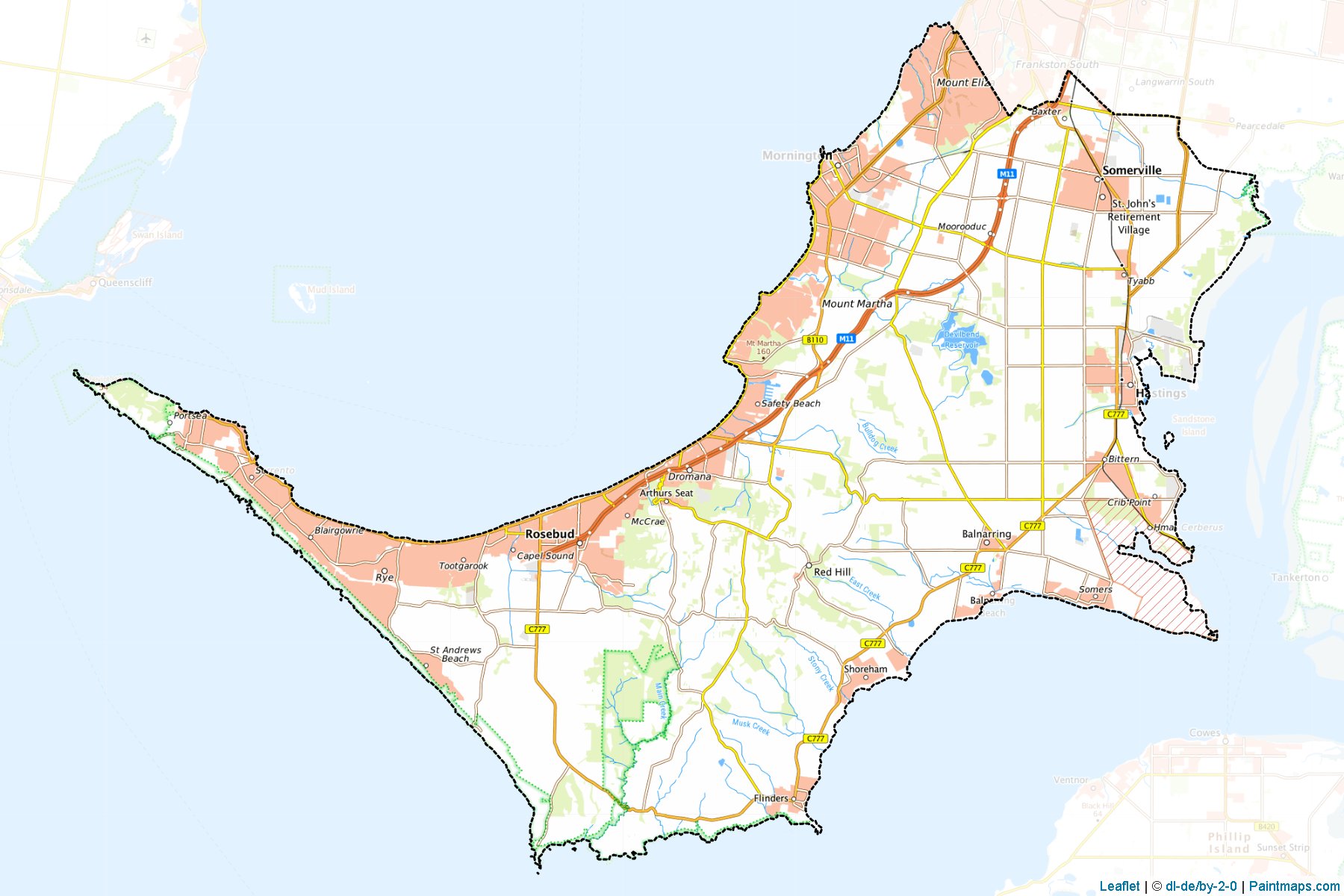 Muestras de recorte de mapas Mornington Peninsula (Victoria)-1