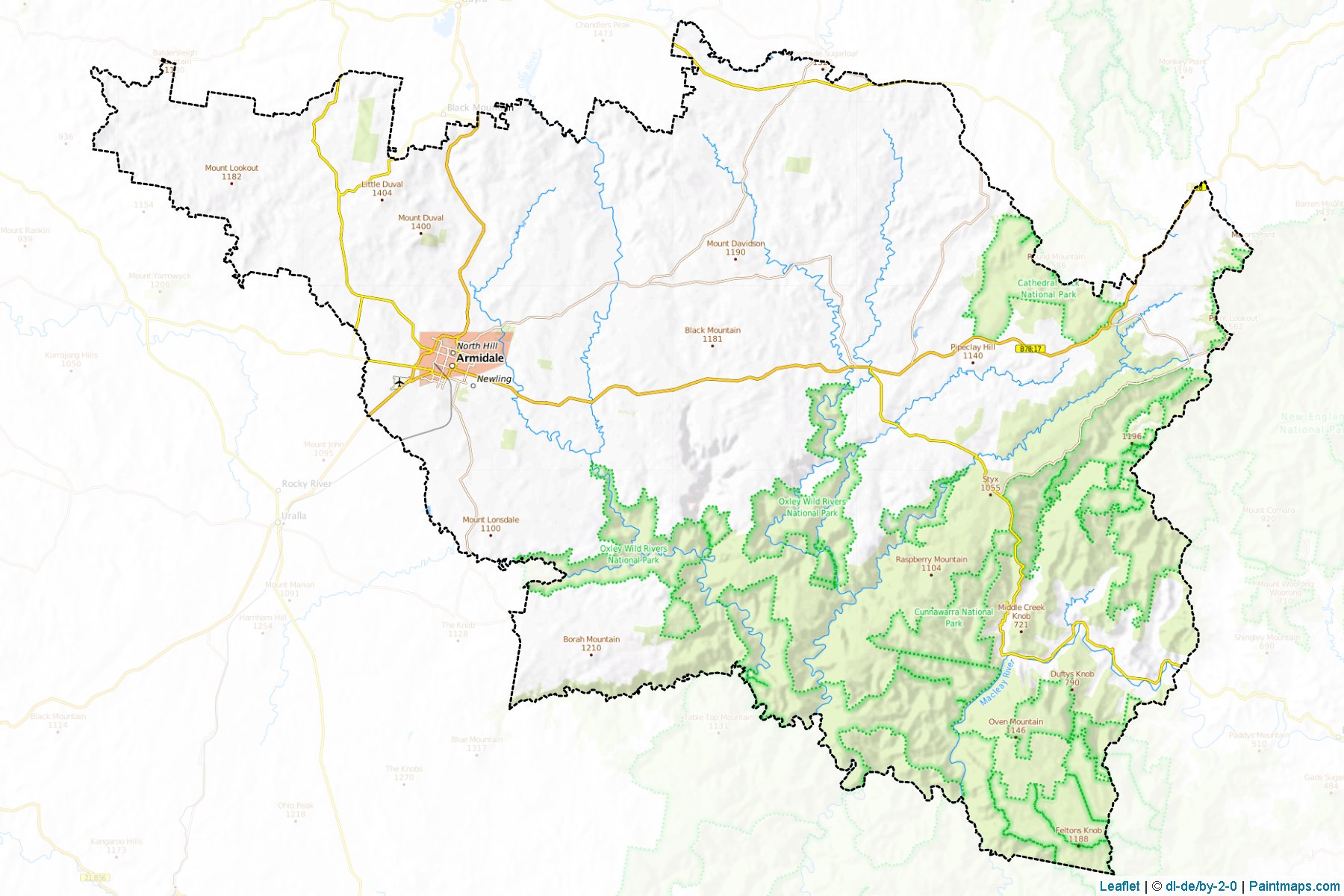 Armidale Dumaresq (New South Wales) Map Cropping Samples-1