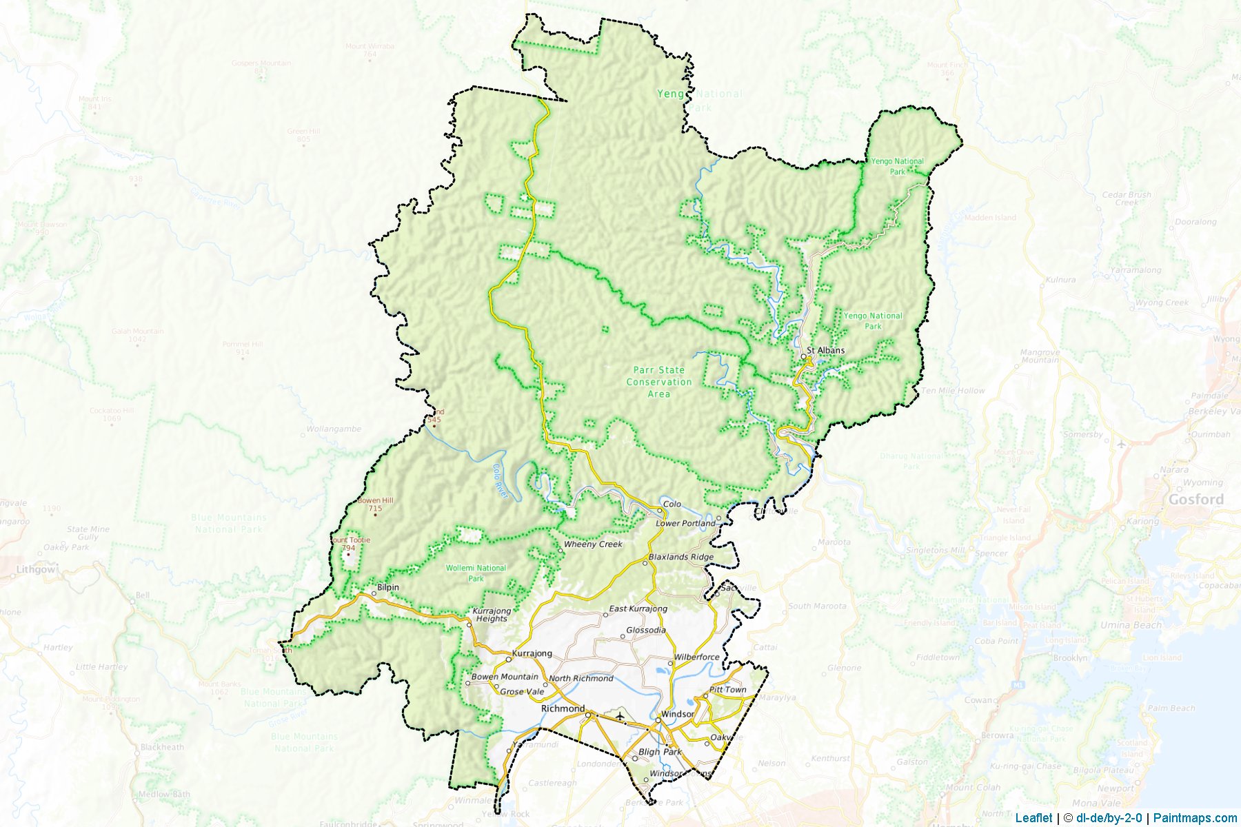 Muestras de recorte de mapas Hawkesbury (New South Wales)-1