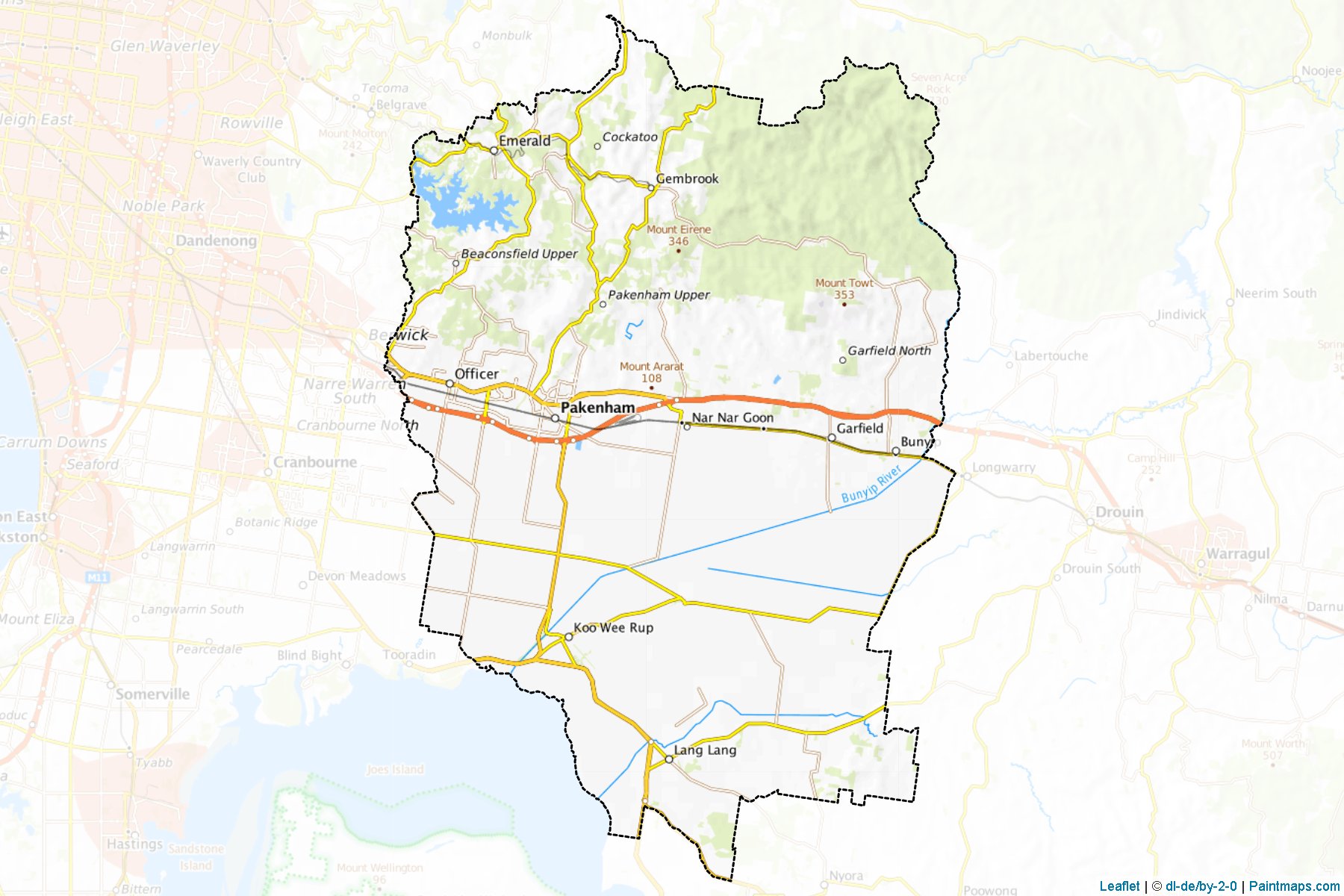 Muestras de recorte de mapas Cardinia (Victoria)-1