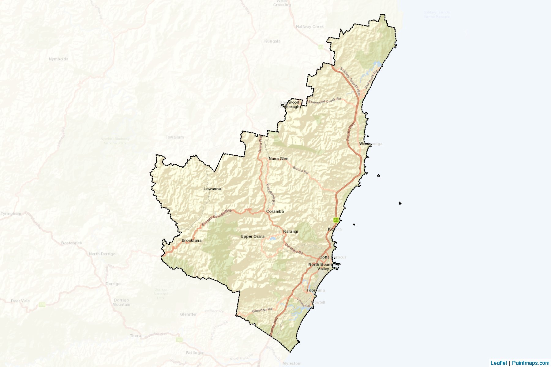 Muestras de recorte de mapas Coffs Harbour (New South Wales)-2