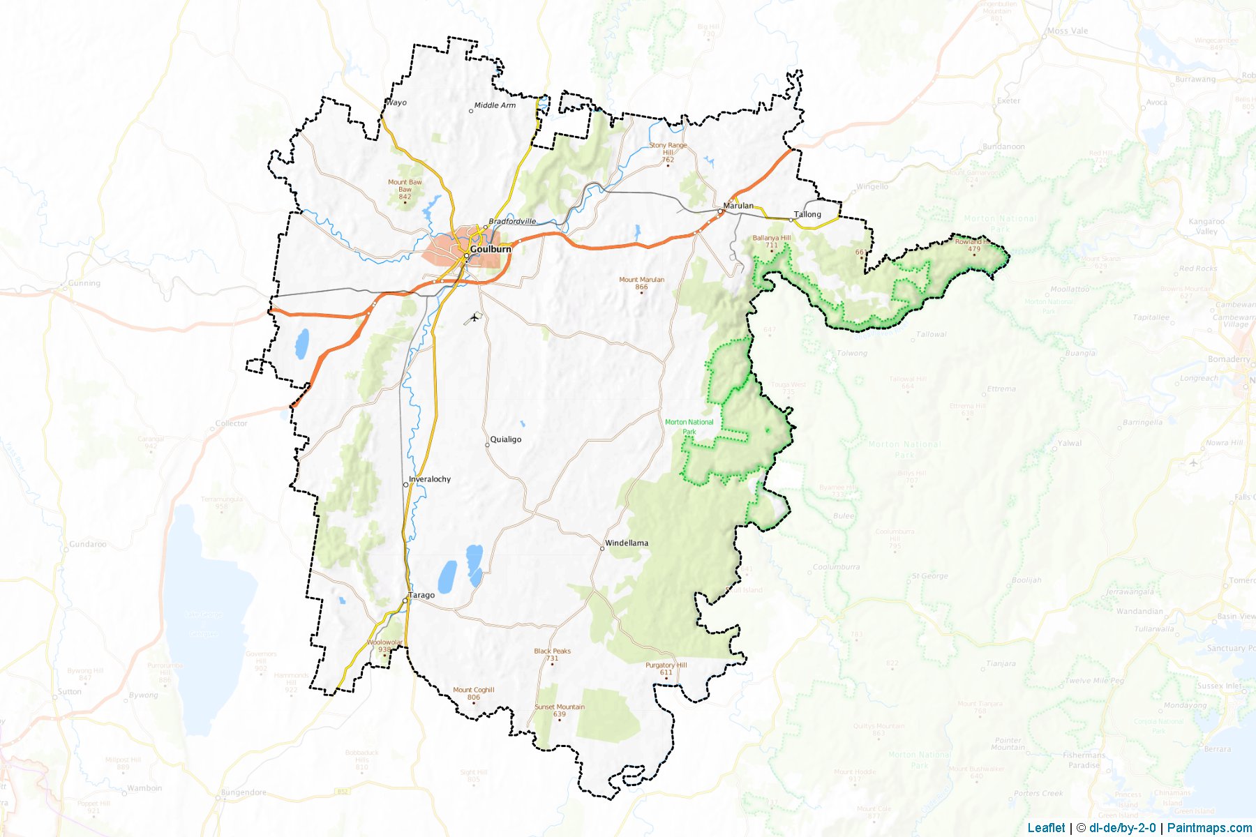 Muestras de recorte de mapas Goulburn Mulwaree (New South Wales)-1