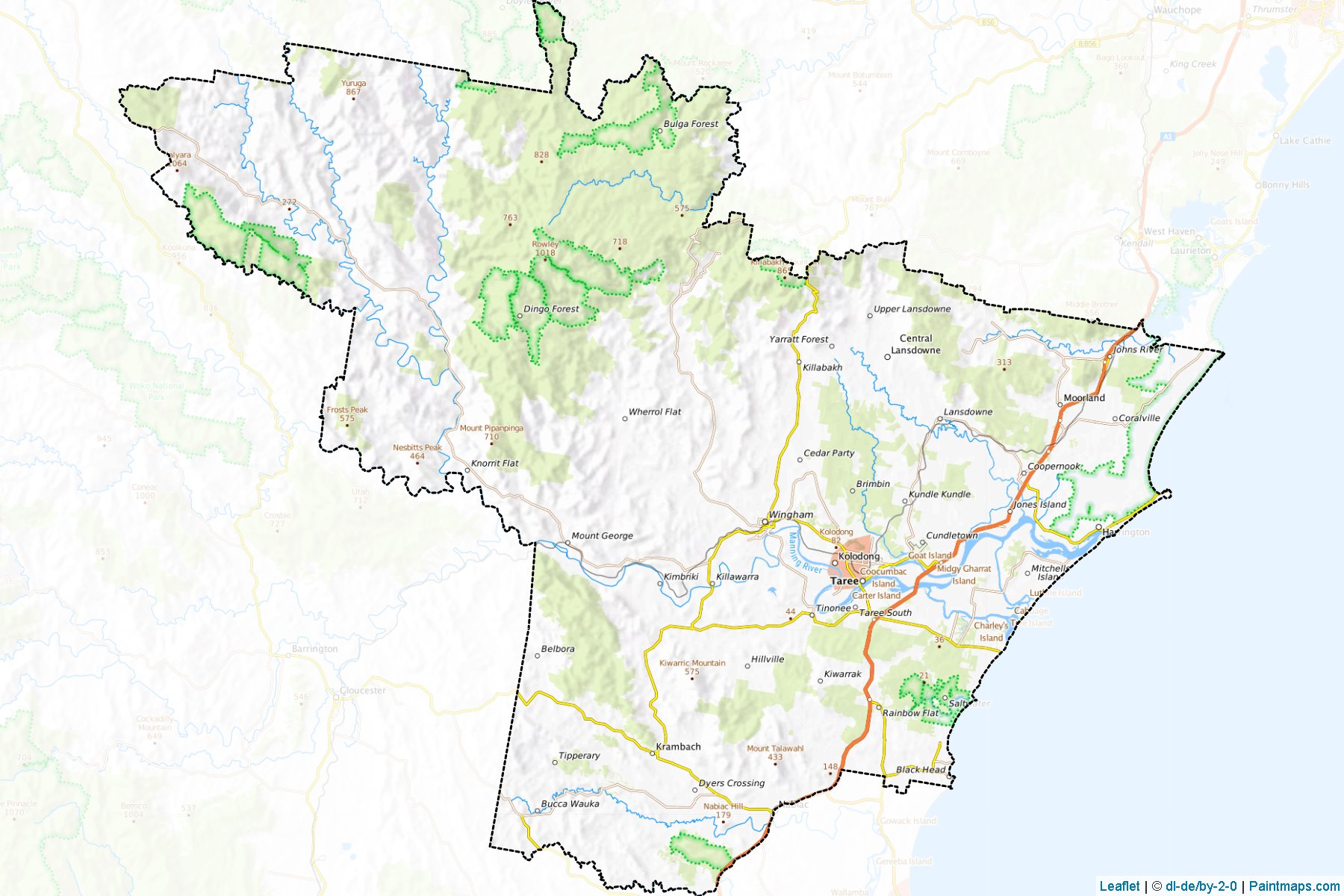 Muestras de recorte de mapas Greater Taree (New South Wales)-1