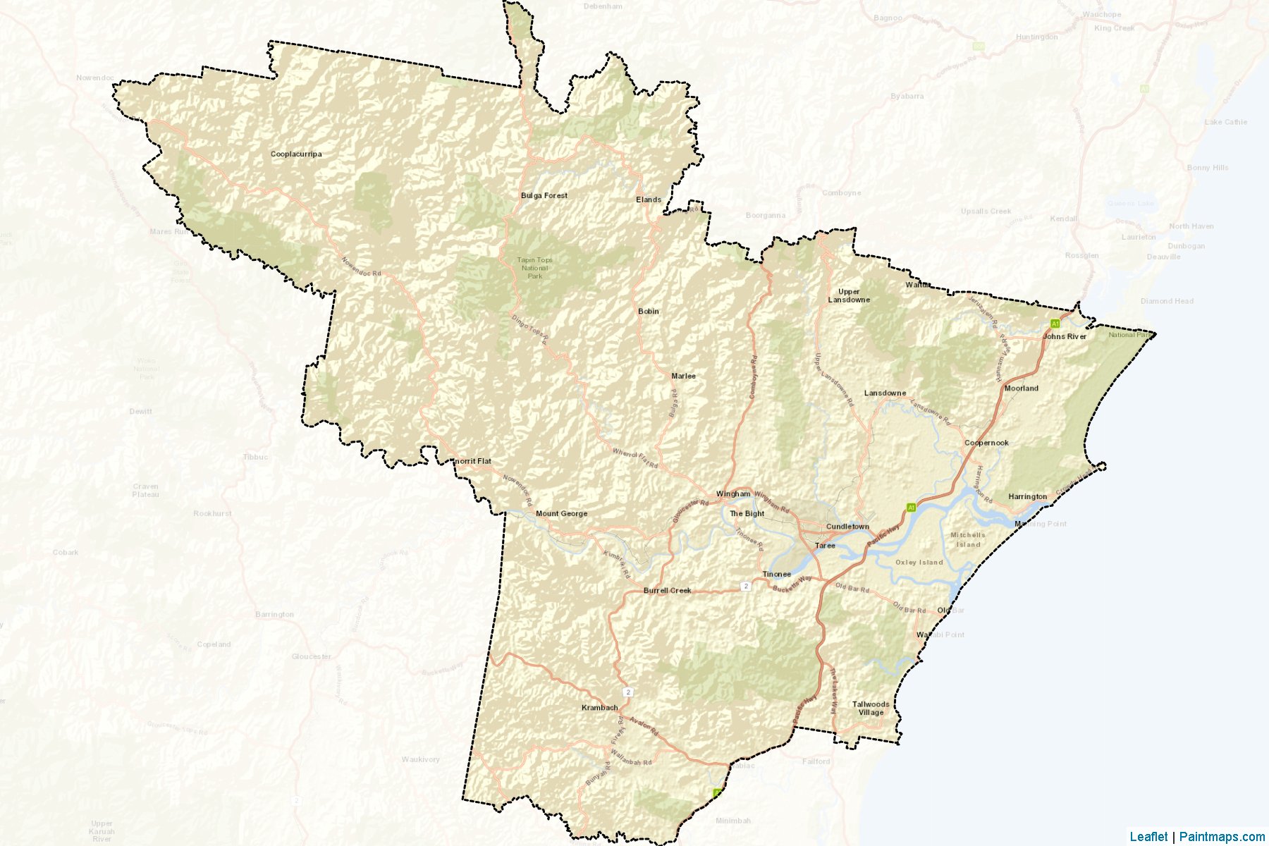 Muestras de recorte de mapas Greater Taree (New South Wales)-2