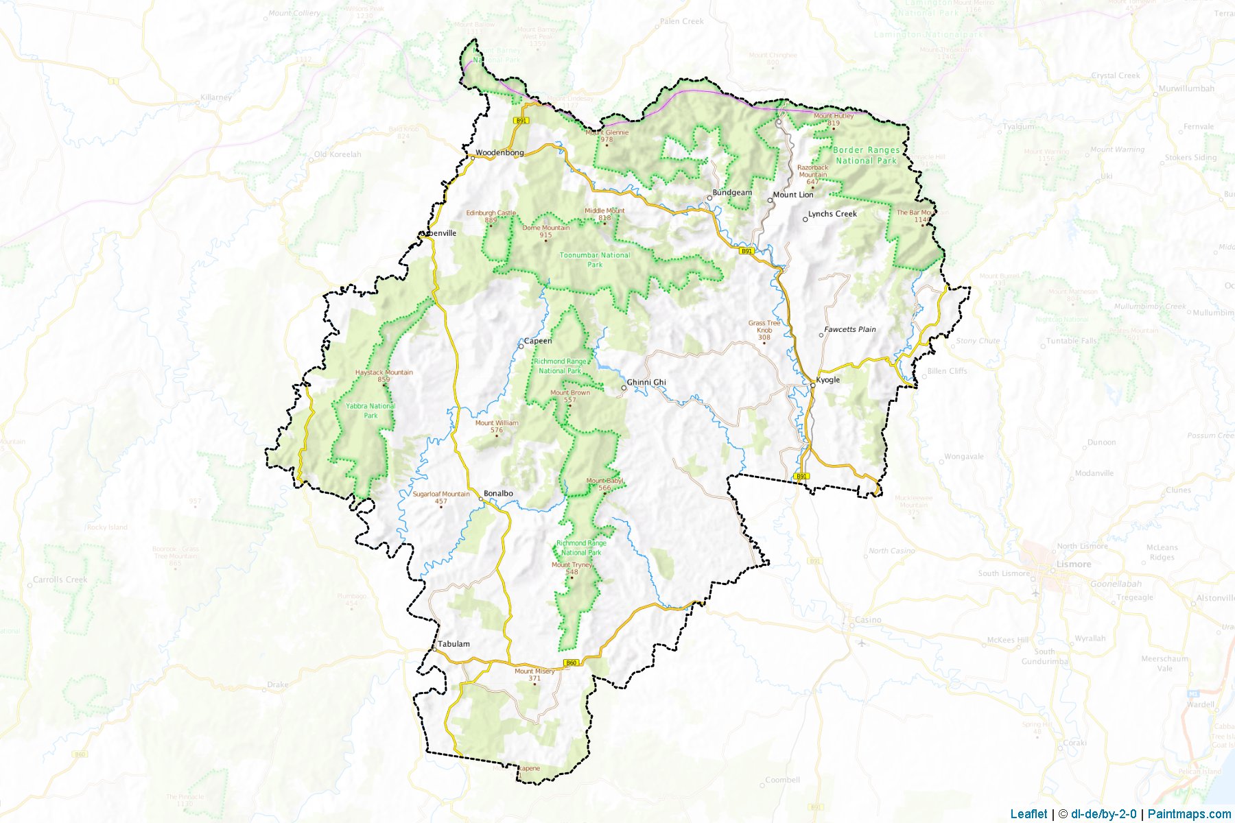 Muestras de recorte de mapas Kyogle (New South Wales)-1