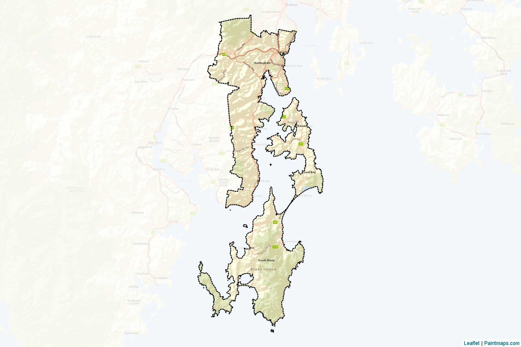 Muestras de recorte de mapas Kingborough (Tasmania)-2