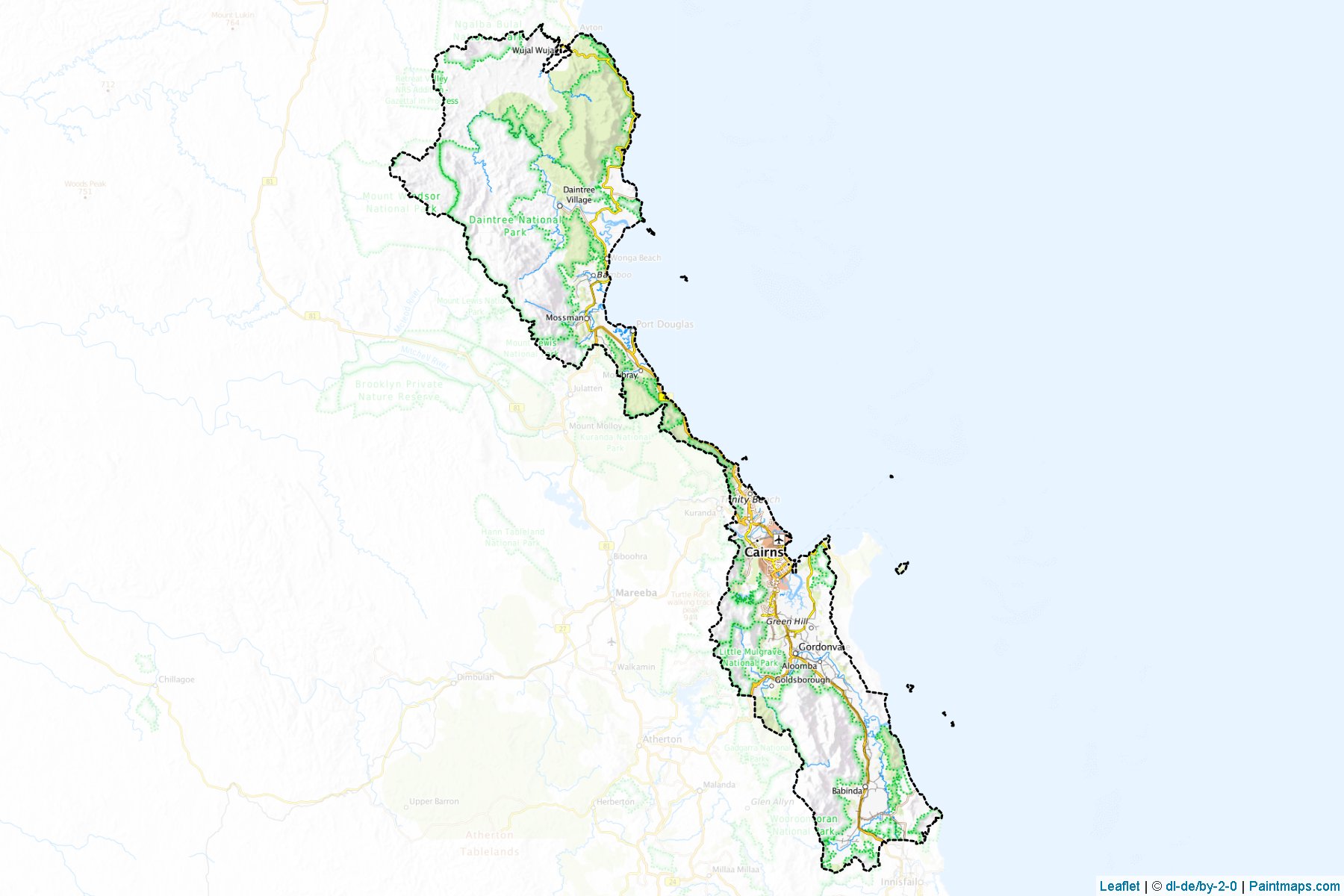 Muestras de recorte de mapas Cairns (Queensland)-1