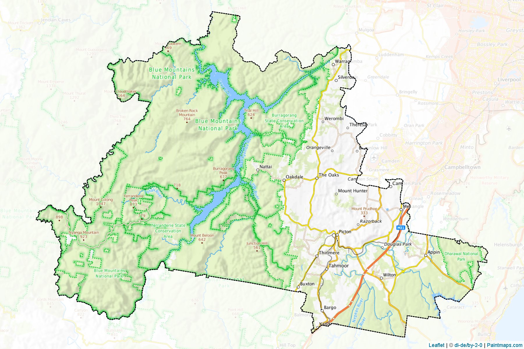 Muestras de recorte de mapas Wollondilly (New South Wales)-1