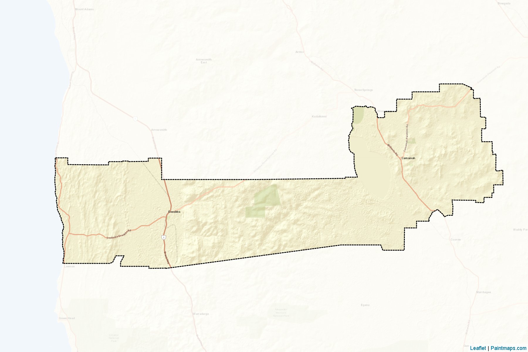 Muestras de recorte de mapas Carnamah (Western Australia)-2