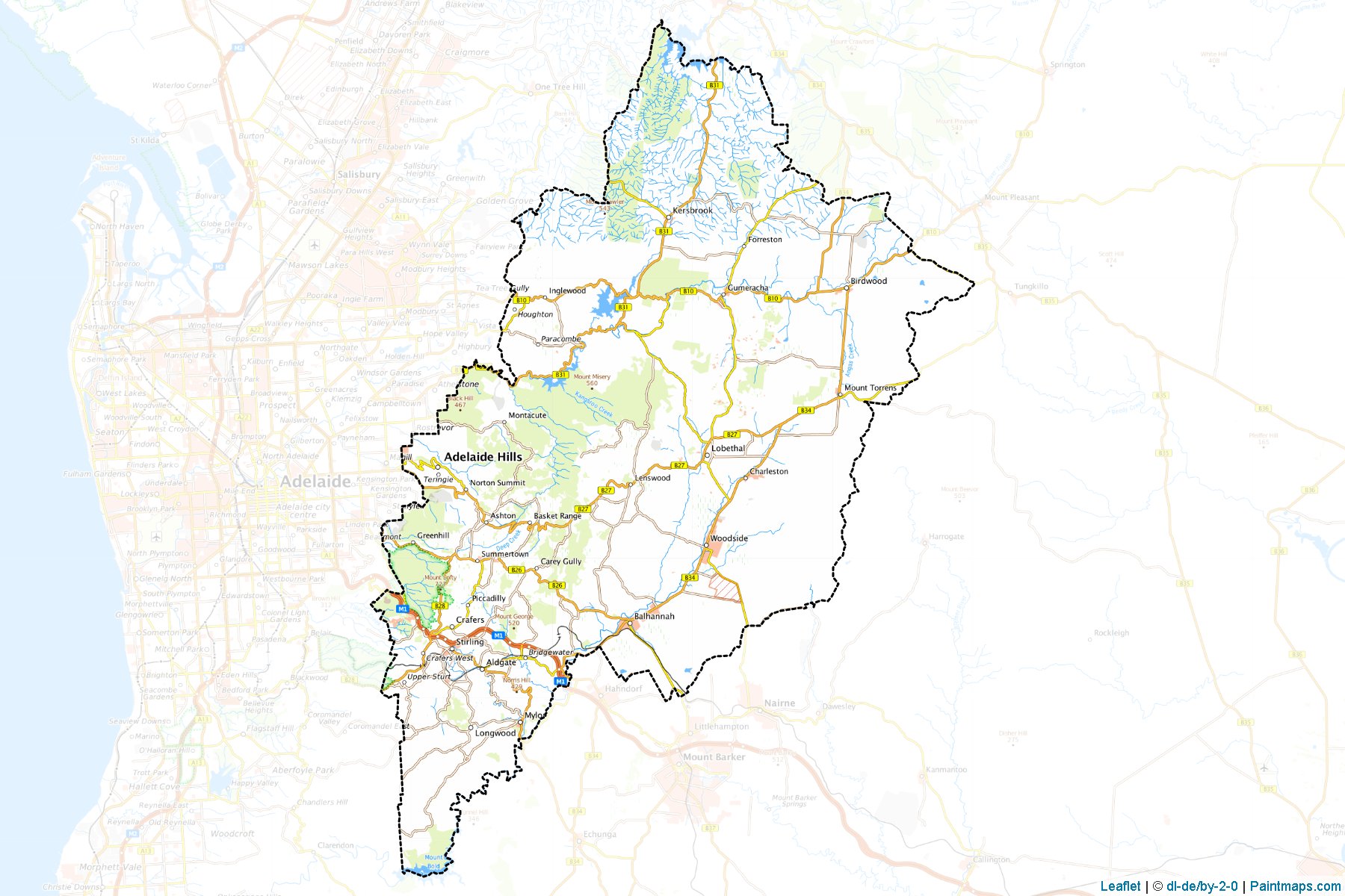 Adelaide Hills (Güney Avustralya) Haritası Örnekleri-1