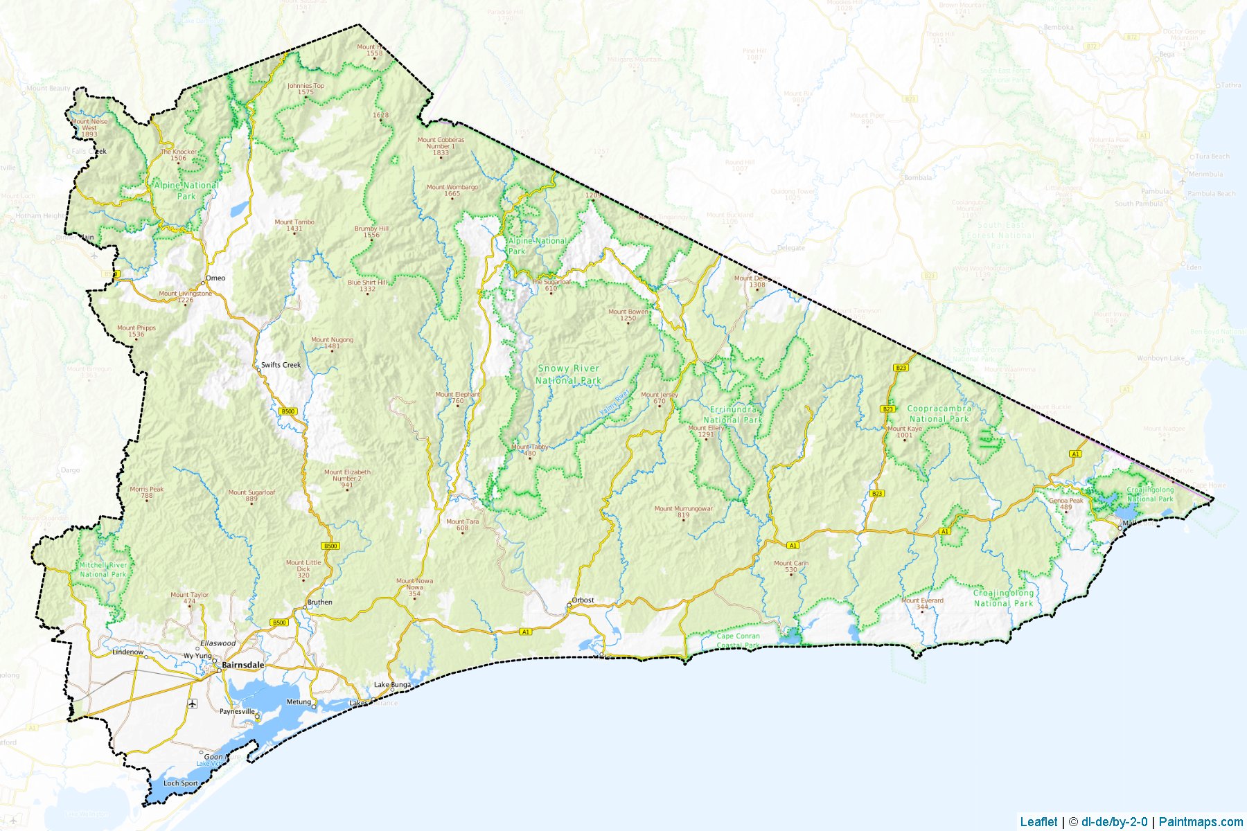 Muestras de recorte de mapas East Gippsland (Victoria)-1