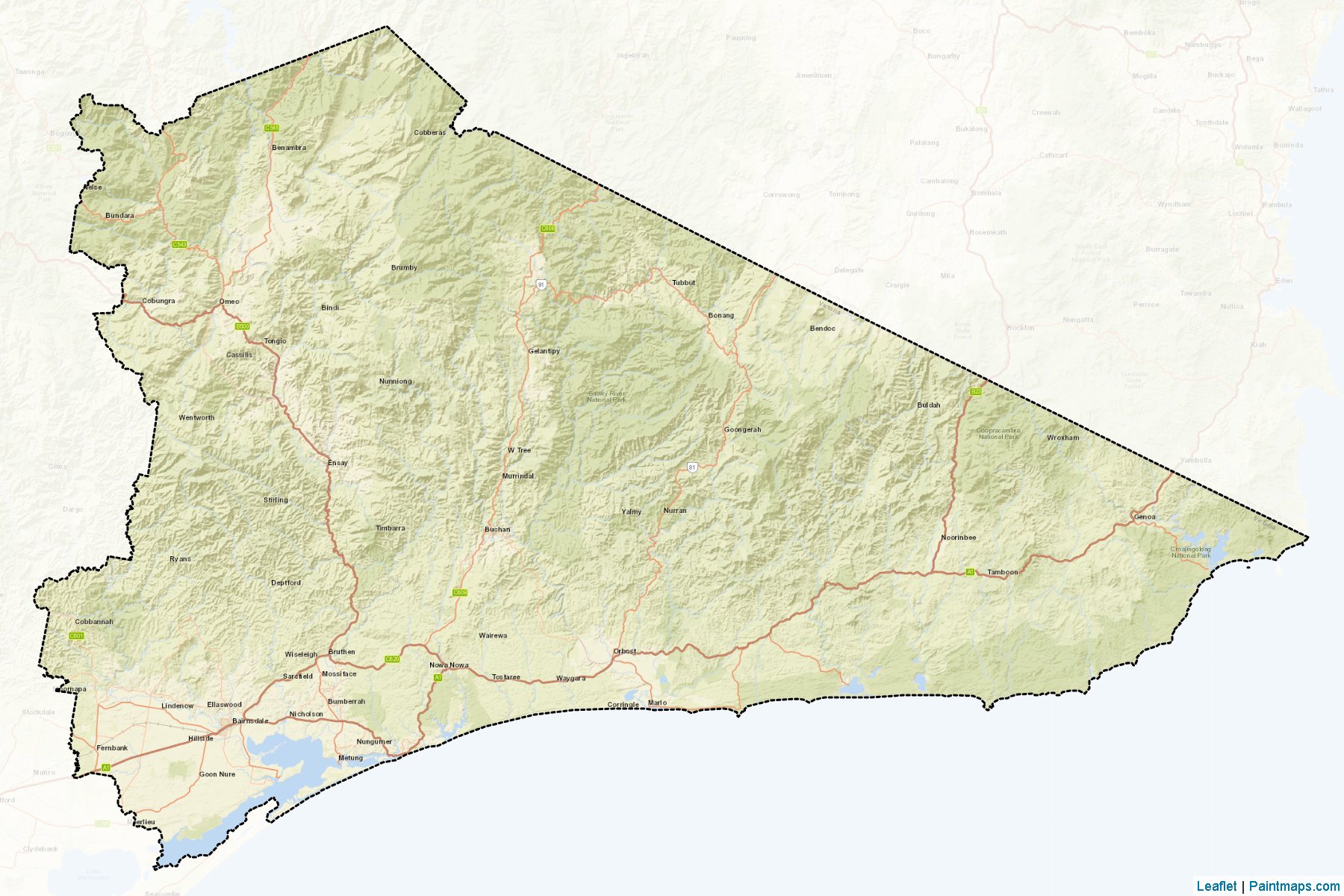 Muestras de recorte de mapas East Gippsland (Victoria)-2