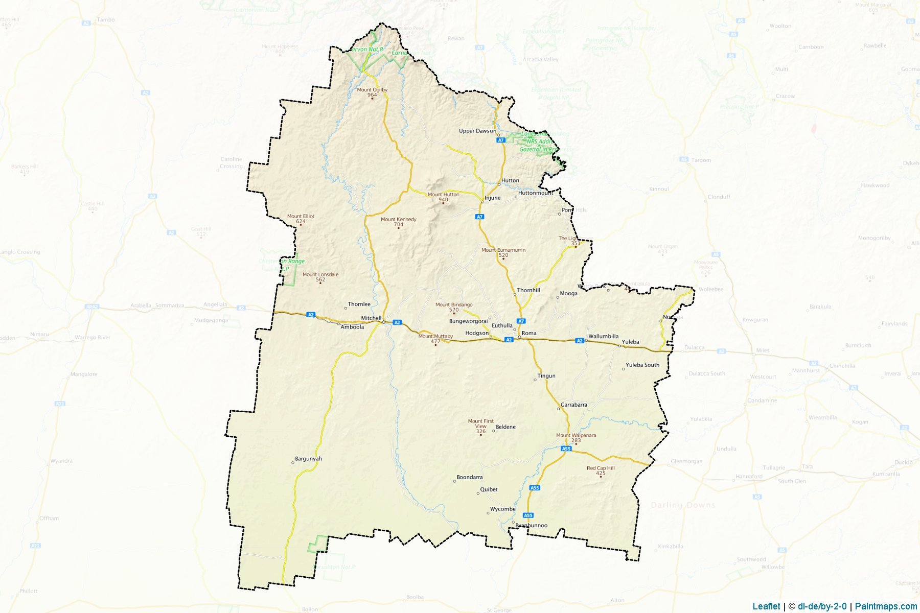 Muestras de recorte de mapas Maranoa (Queensland)-1