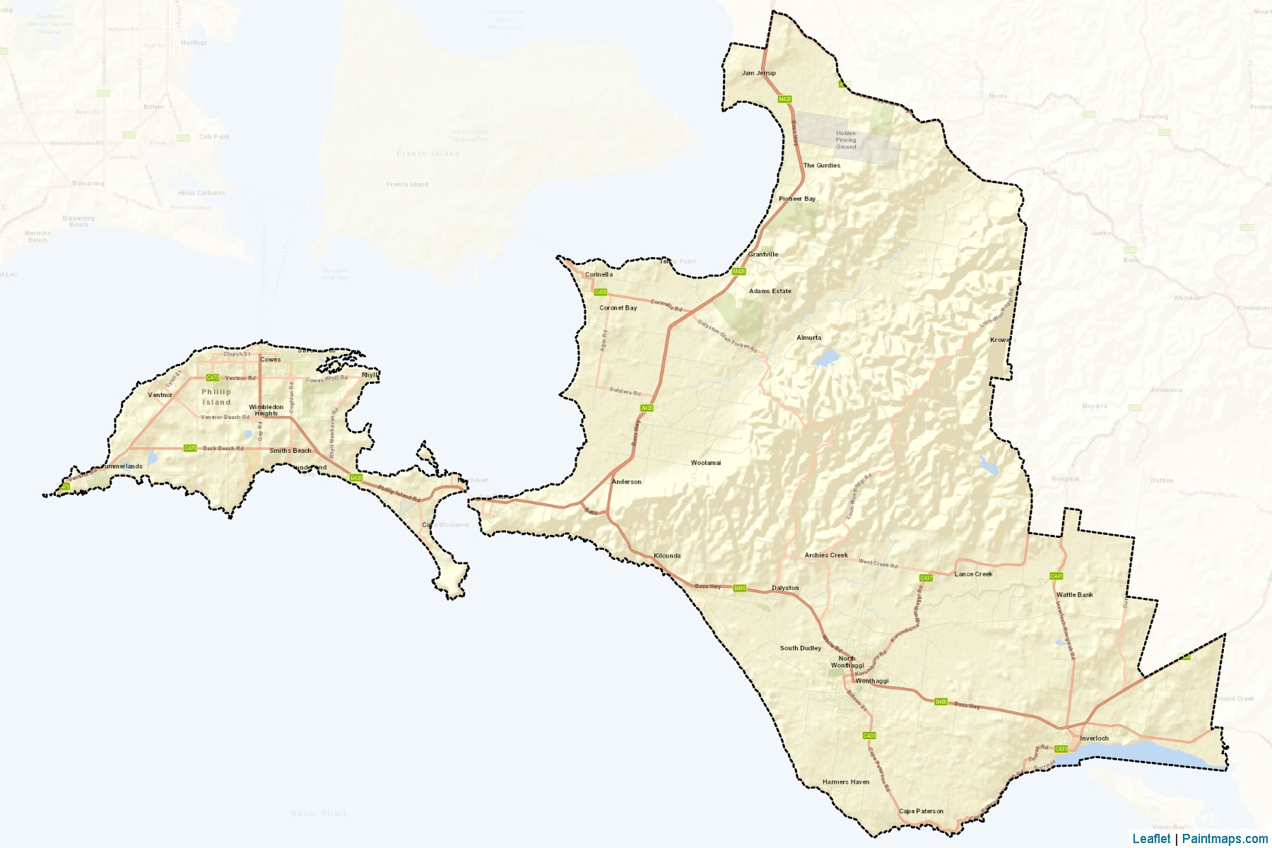 Muestras de recorte de mapas Bass Coast (Victoria)-2