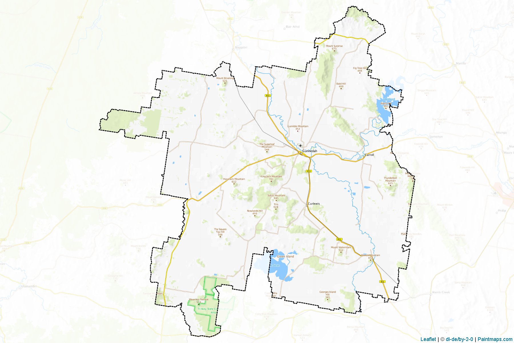 Muestras de recorte de mapas Gunnedah (New South Wales)-1