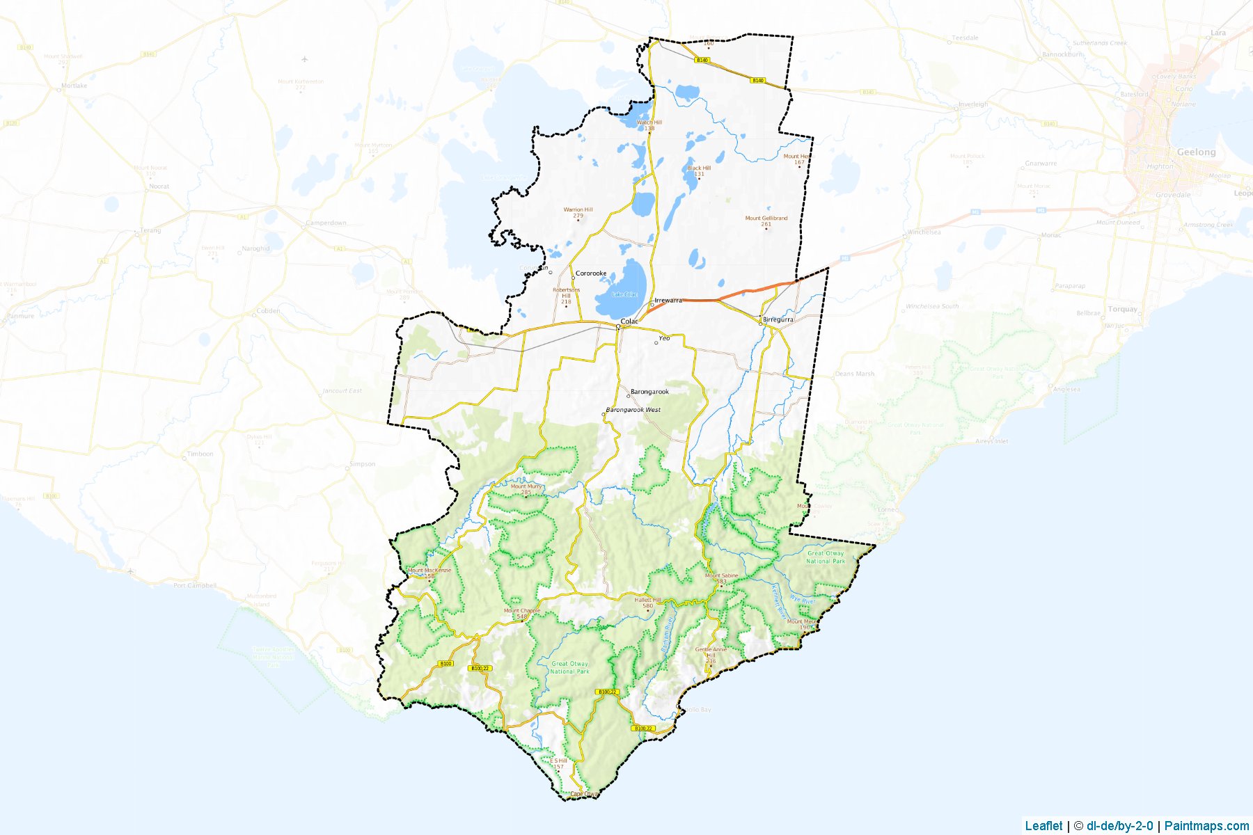 Muestras de recorte de mapas Colac-Otway (Victoria)-1