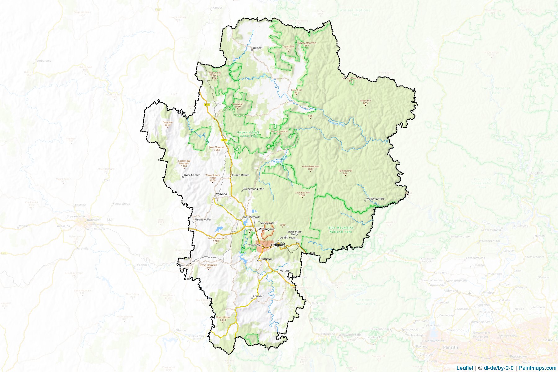 Muestras de recorte de mapas Lithgow (New South Wales)-1