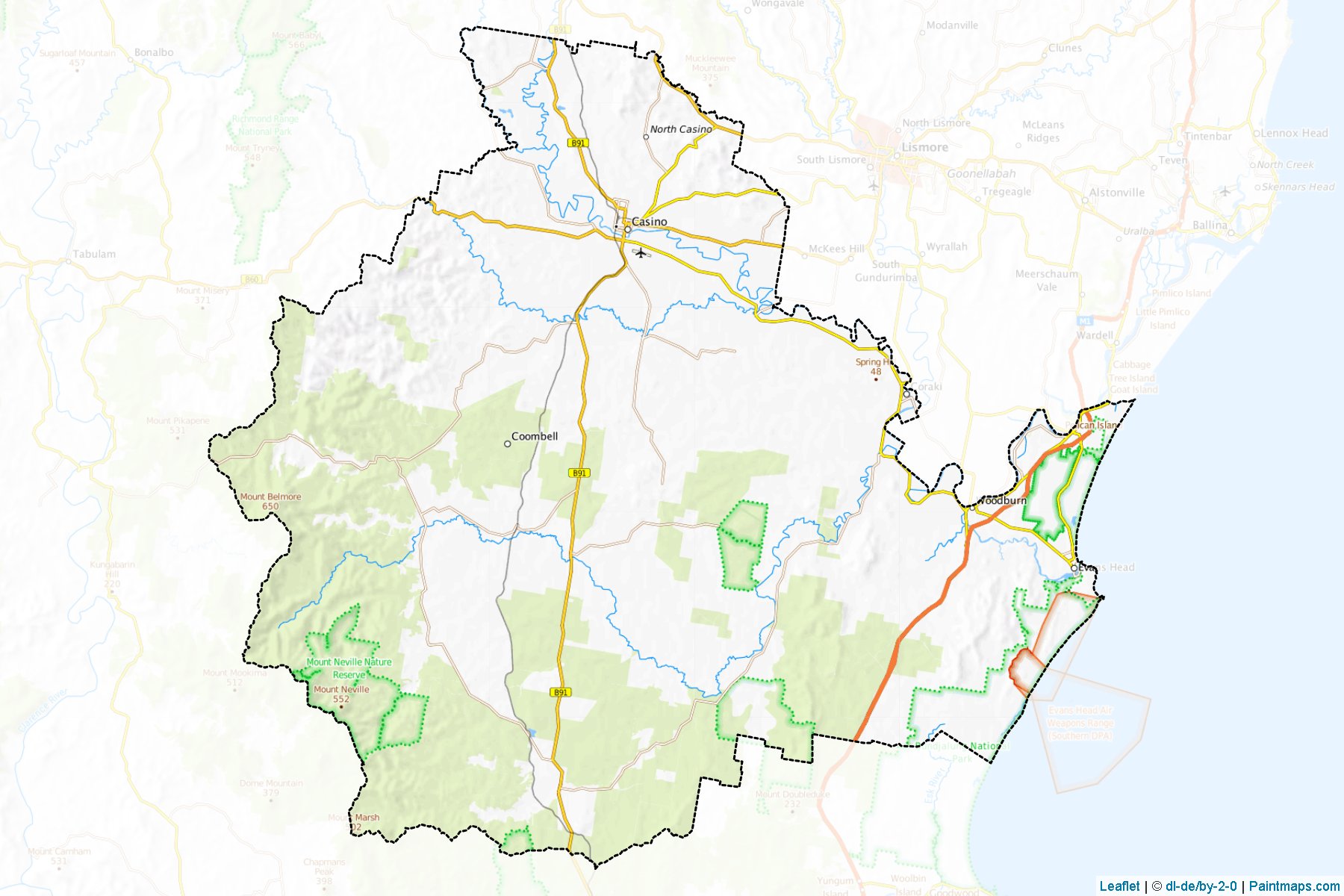 Muestras de recorte de mapas Richmond Valley (New South Wales)-1