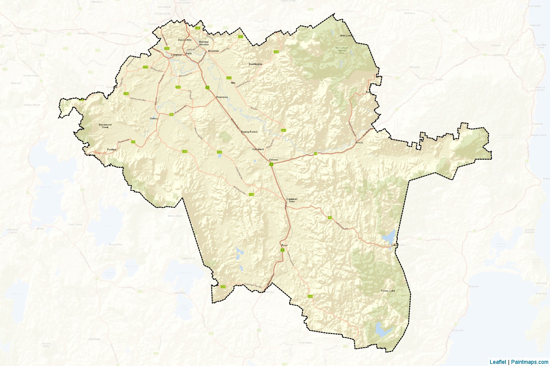 Northern Midlands (Tasmanya) Haritası Örnekleri-2