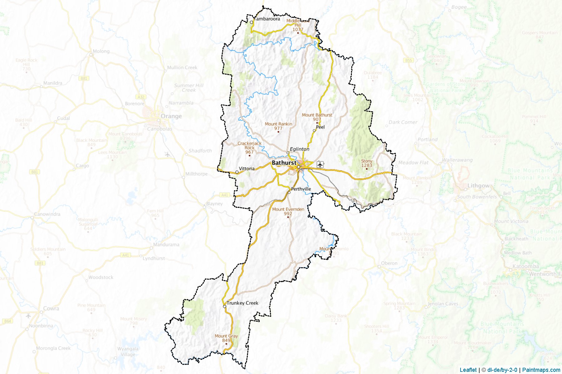 Muestras de recorte de mapas Bathurst Regional (New South Wales)-1